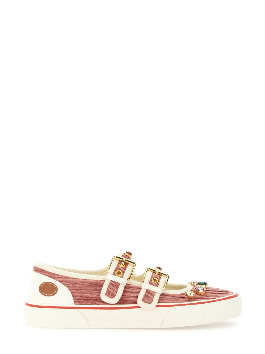 Valentino Garavani Women Velvet "Dollyboard" Ballerina Sneaker - 1