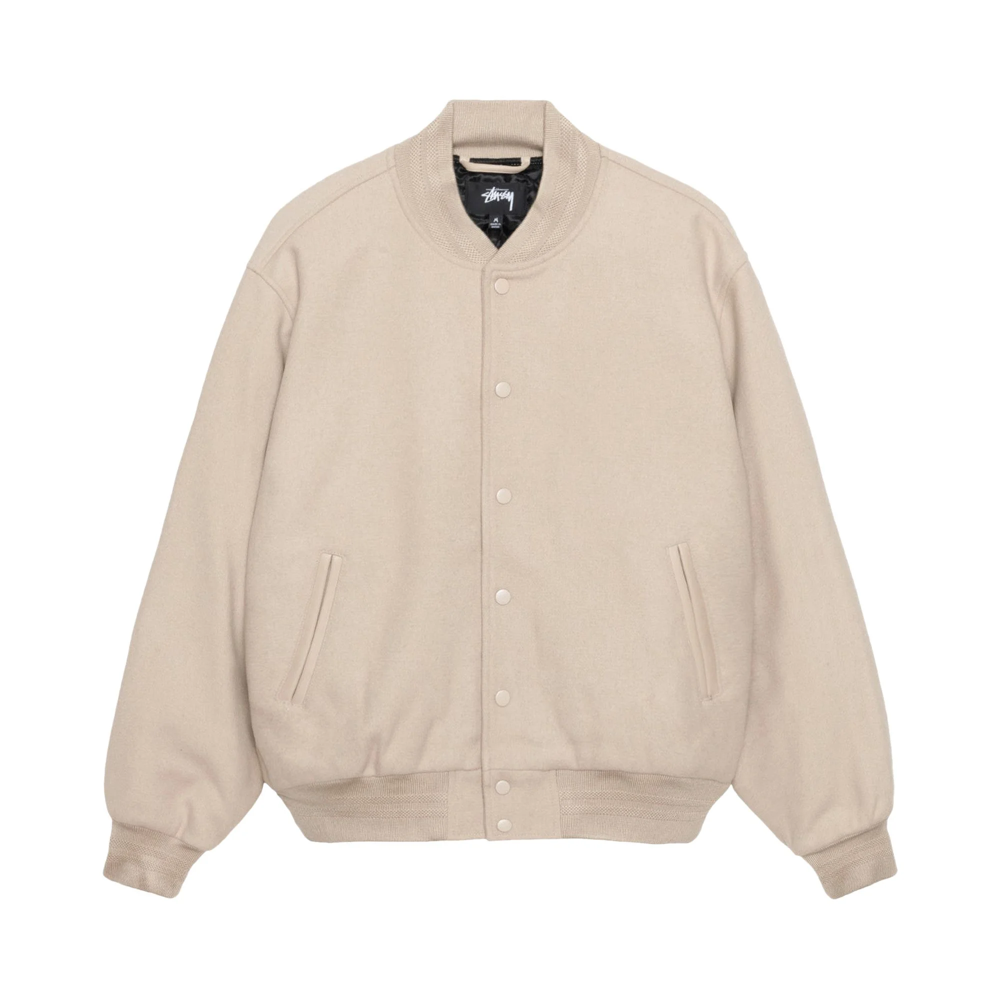 Stussy Sport Melton Varsity Jacket 'Oatmeal' - 1