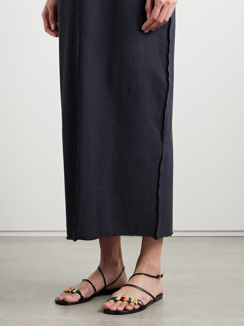 KHAITE Loop Bead-embellished Leather Sandals outlook