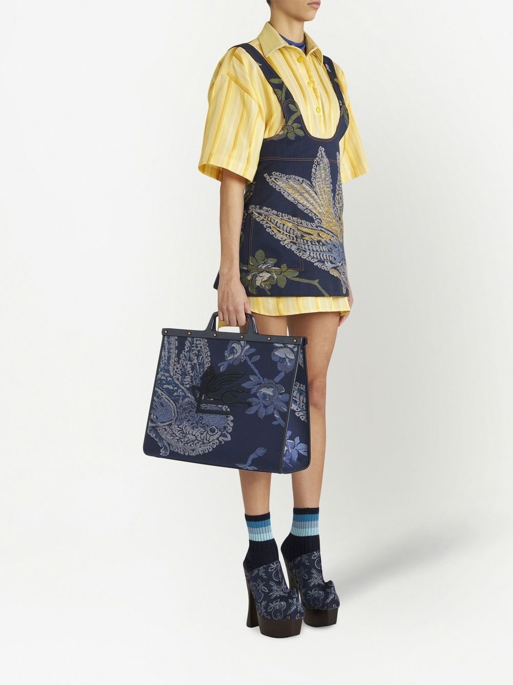 logo-embroidered jacquard tote bag - 2