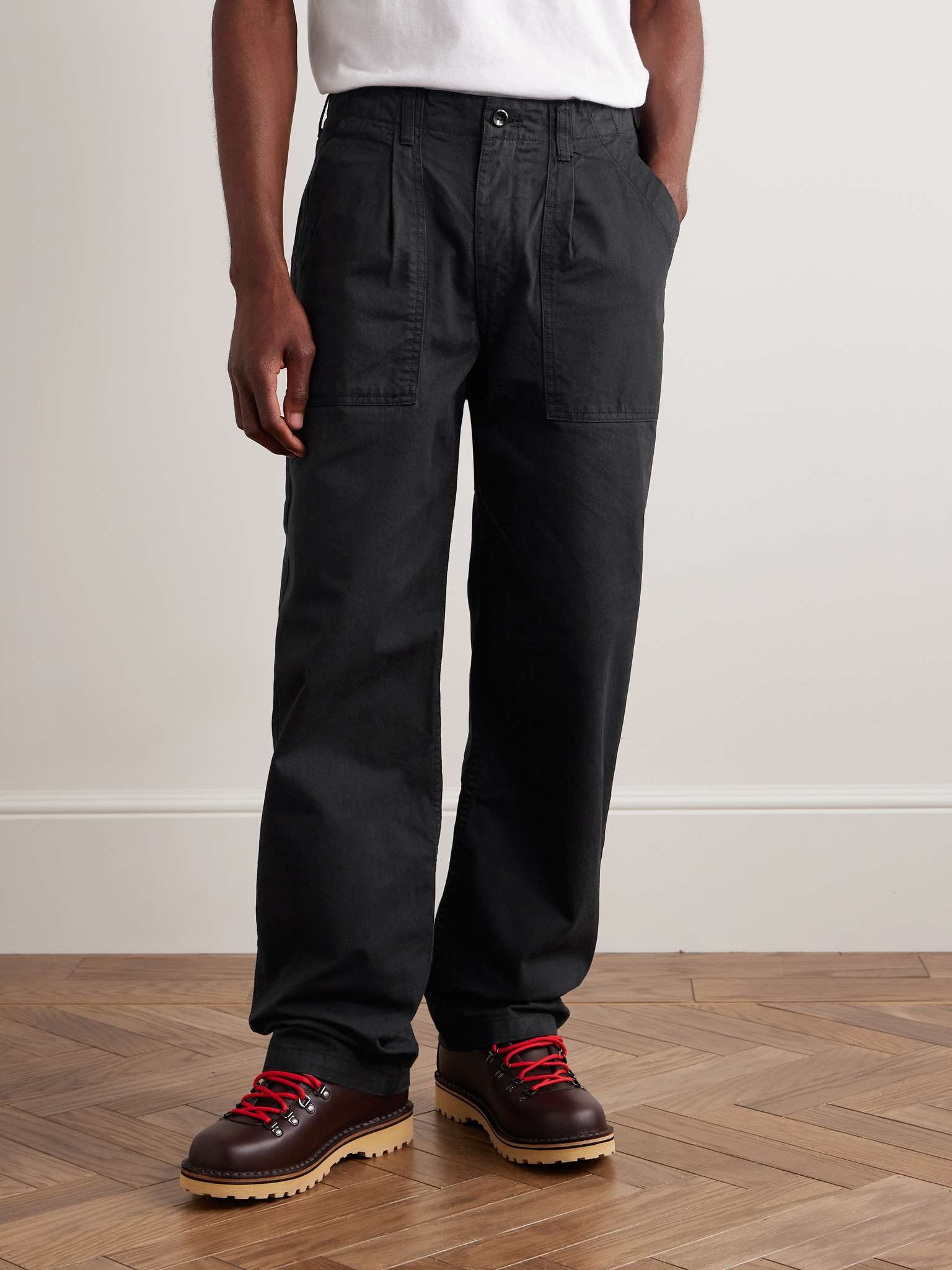 Straight-Leg Pleated Cotton-Twill Trousers - 4