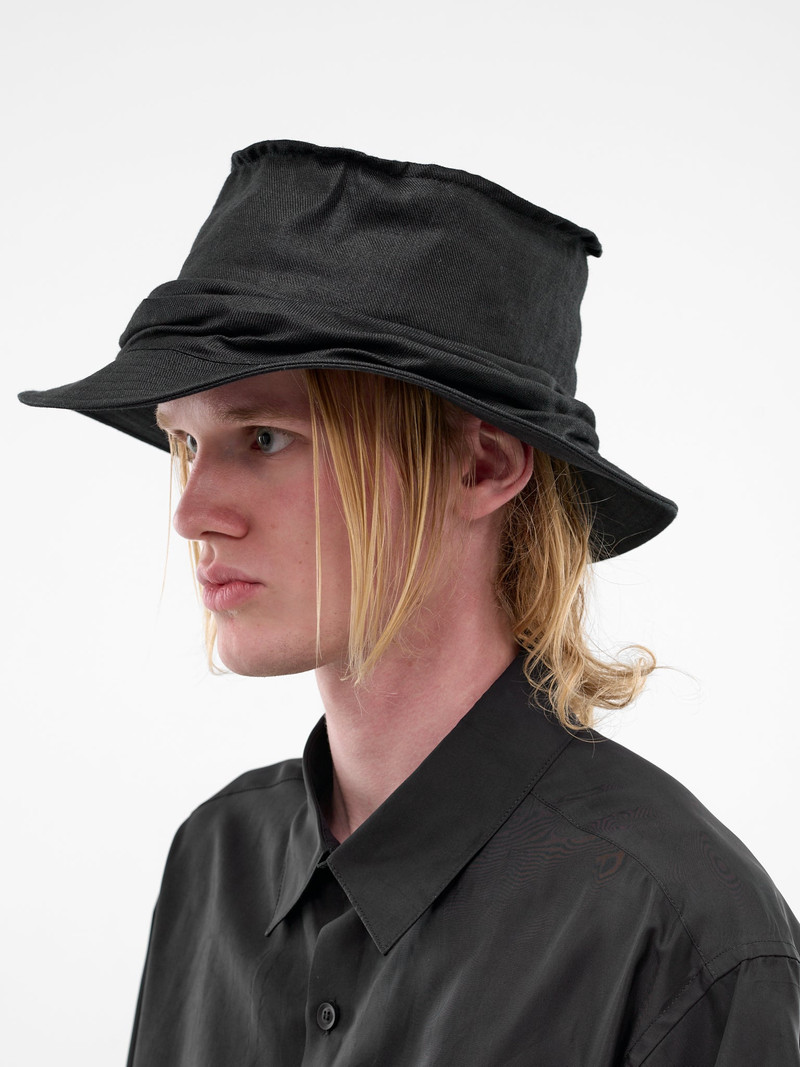 Yohji Yamamoto Black Flax Bucket Hat outlook