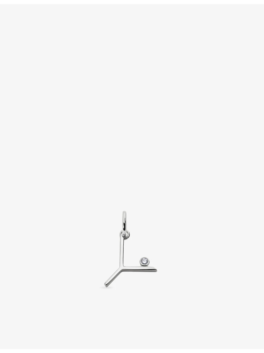 Solitaire Diamond Initial Y Sterling-Silver And 0.035ct Lab-Grown Diamond Pendant - 1
