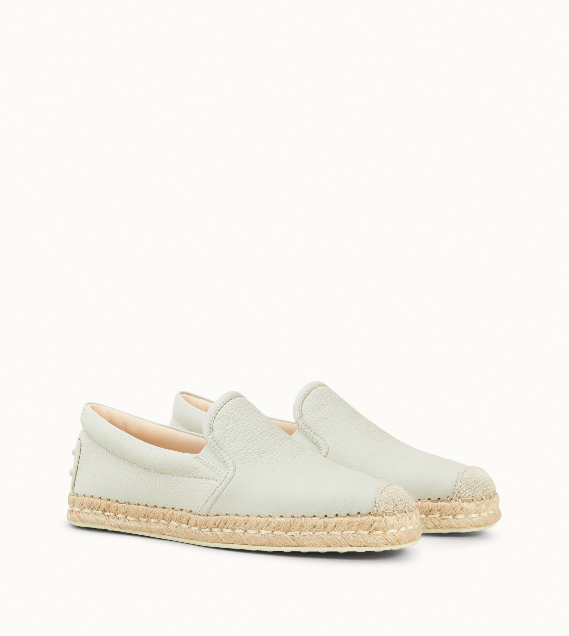 SLIP-ONS IN LEATHER - OFF WHITE, BEIGE - 4