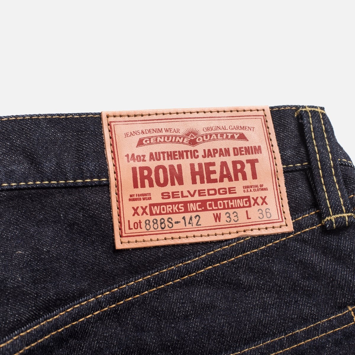 IH-888S-142 14oz Selvedge Denim Medium/High Rise Tapered Cut Jeans - Indigo - 11