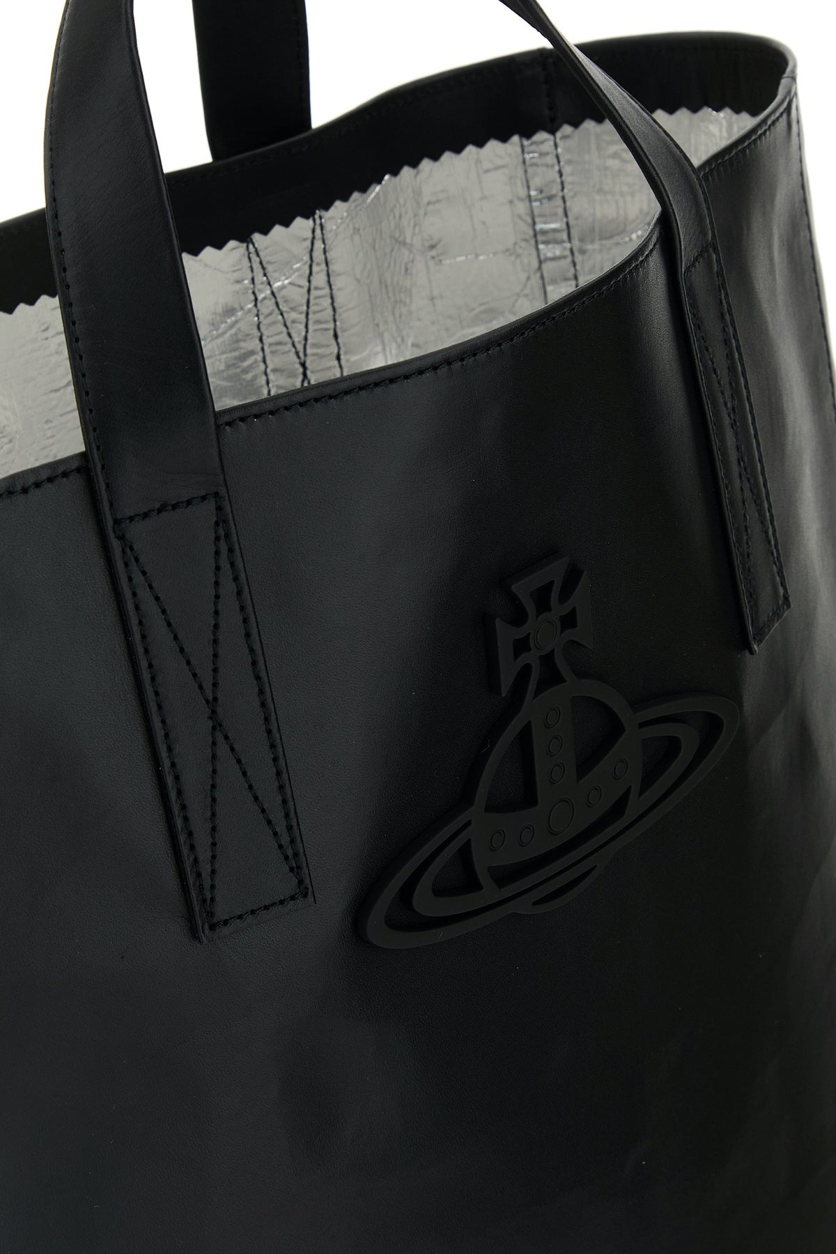 Black leather medium Sarah shopping bag - 4