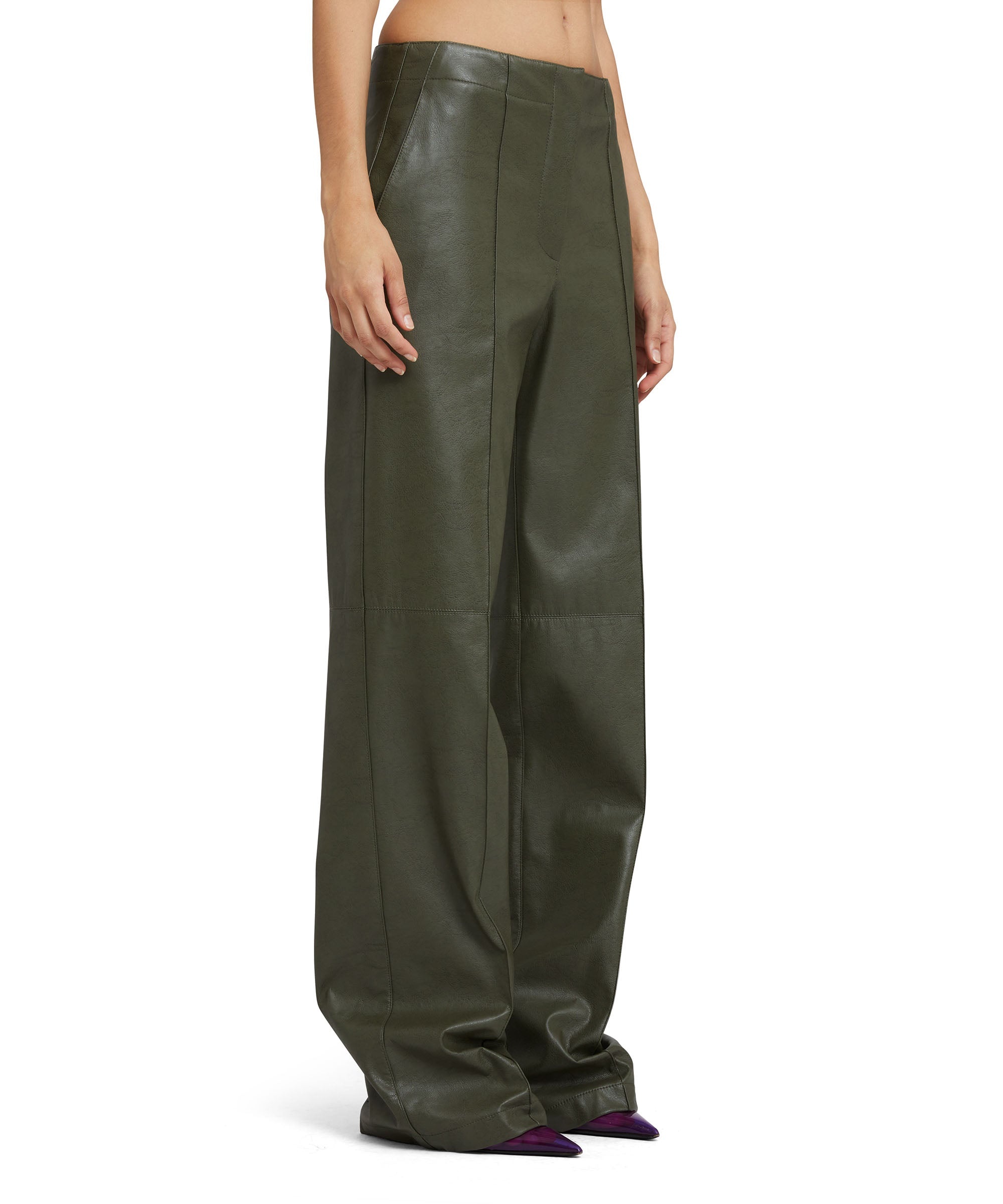 Faux leather tailored pants with straight legs - 4