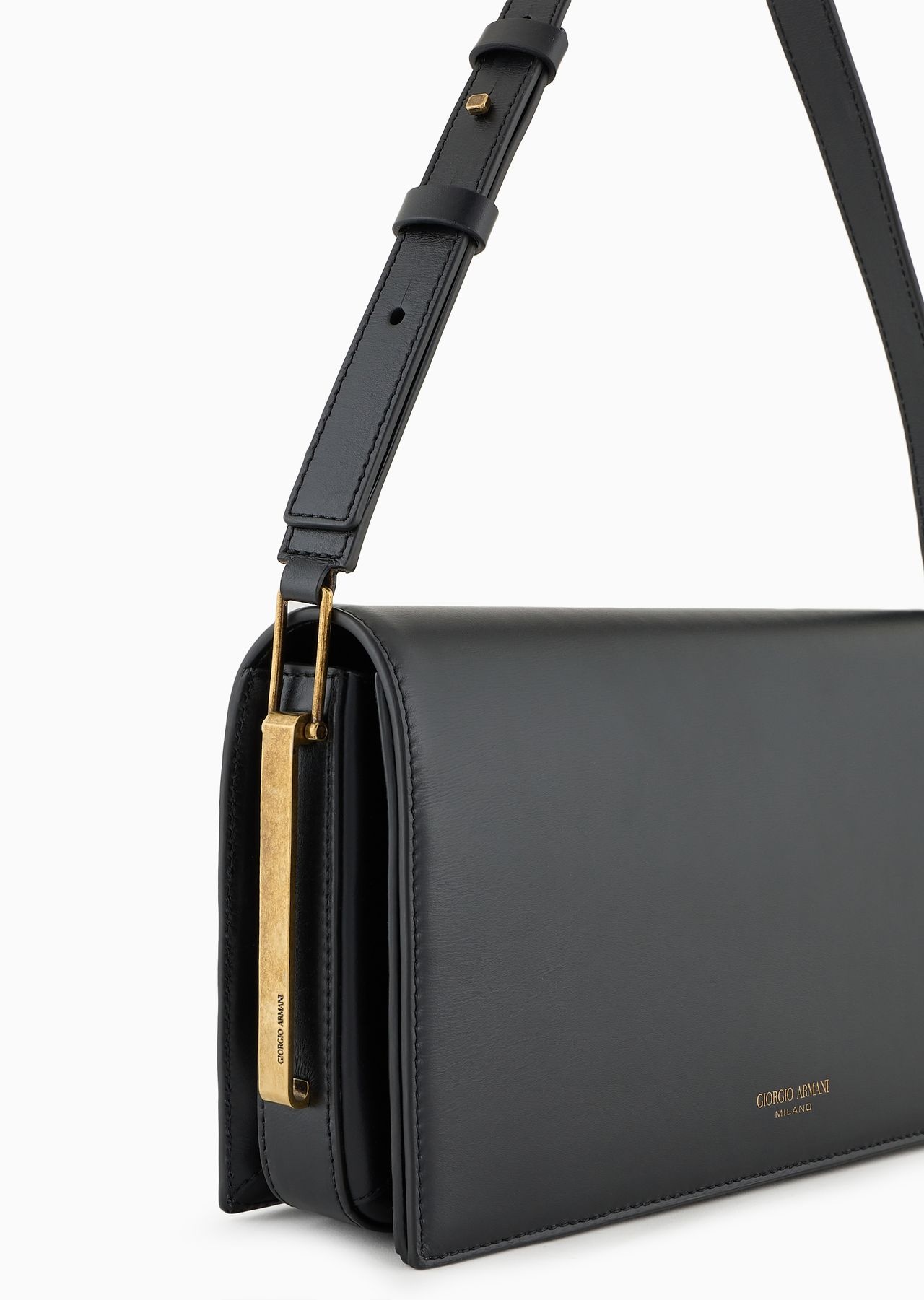 Polished leather baguette bag - 5
