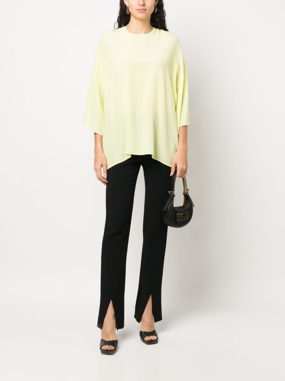 draped silk blouse - 2