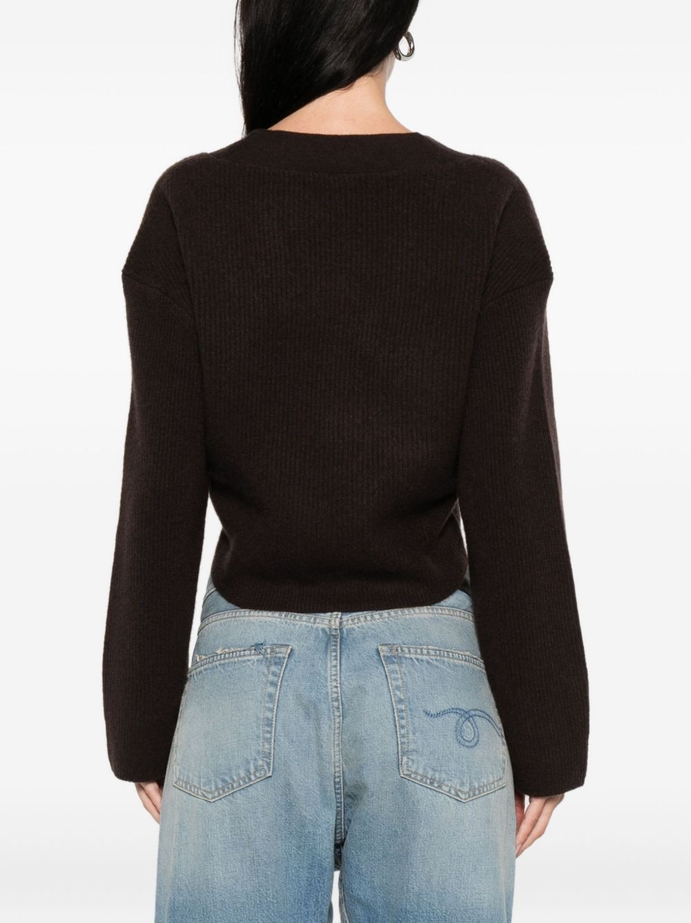 button-front cropped cardigan - 4