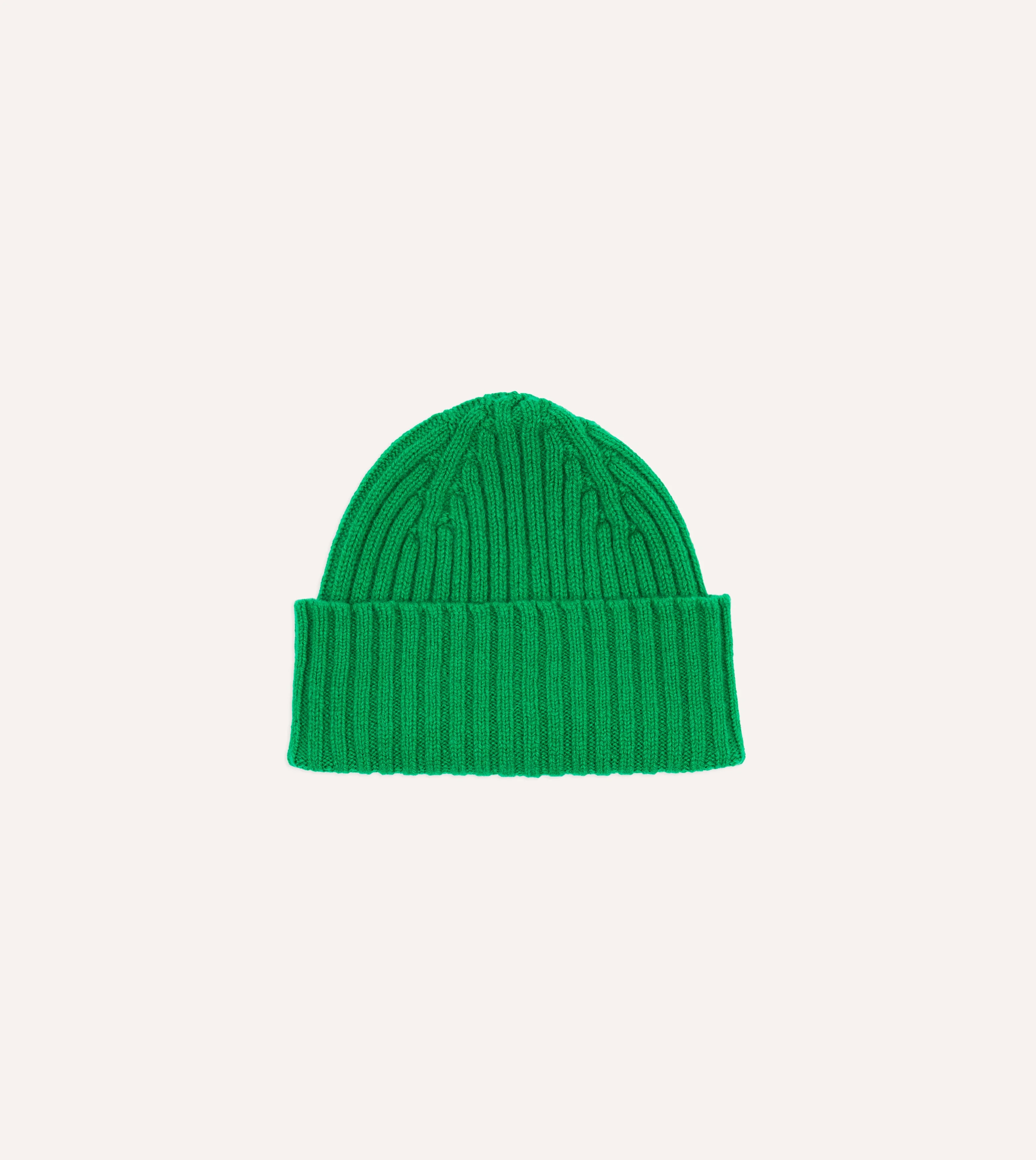 Bright Green Lambswool Ribbed Knit Cap - 1