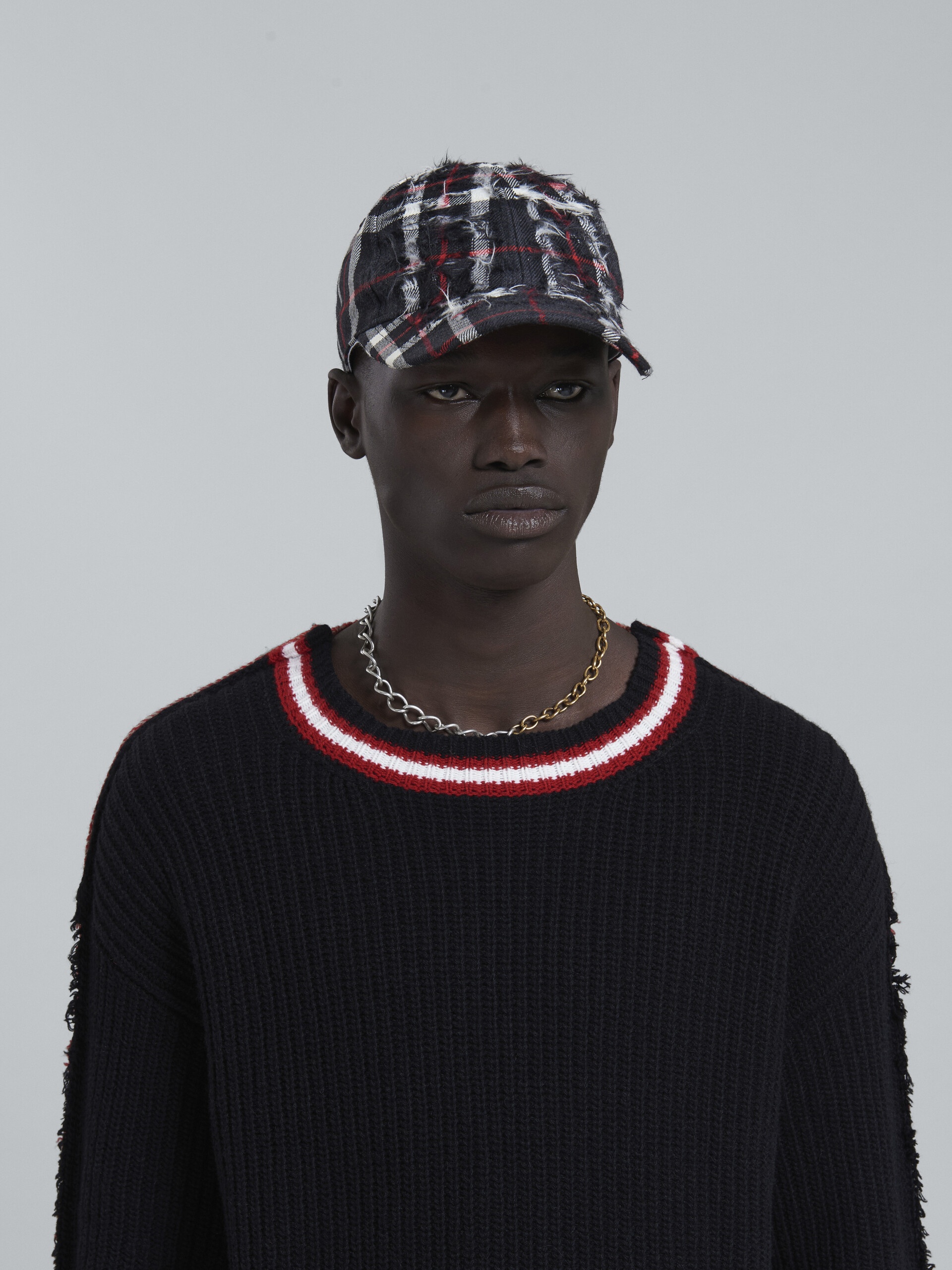 GREY WOOL TARTAN BASEBALL HAT - 2