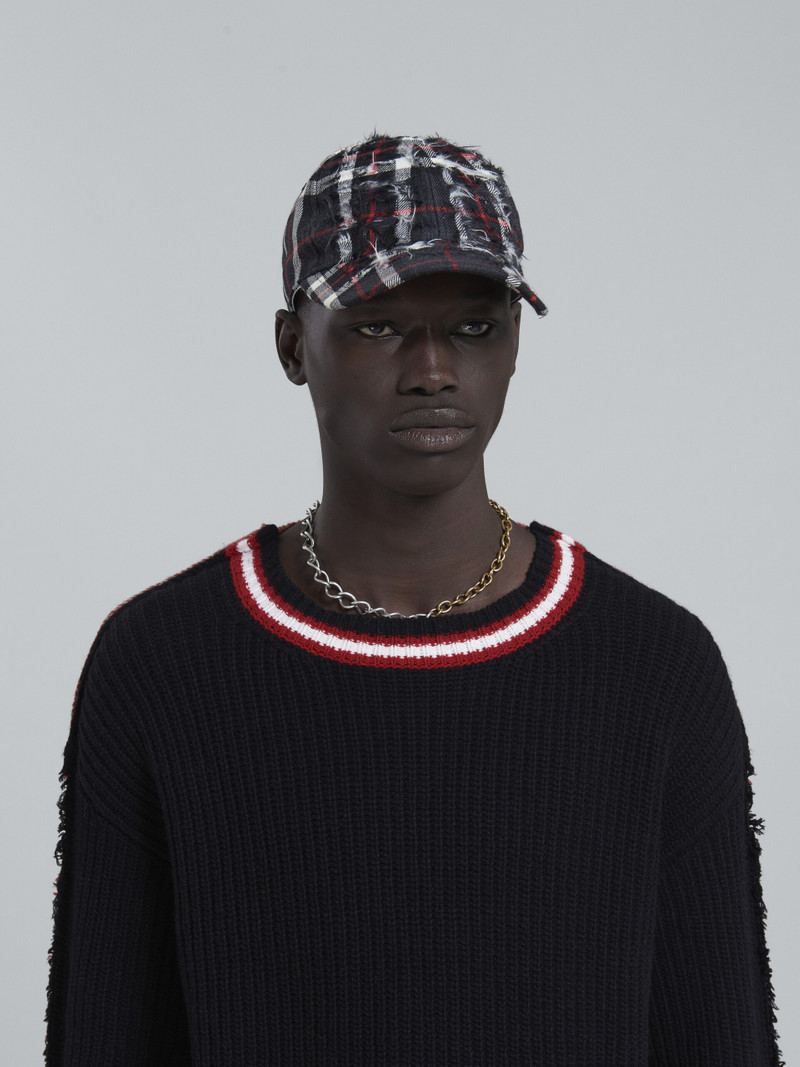 Marni GREY WOOL TARTAN BASEBALL HAT outlook