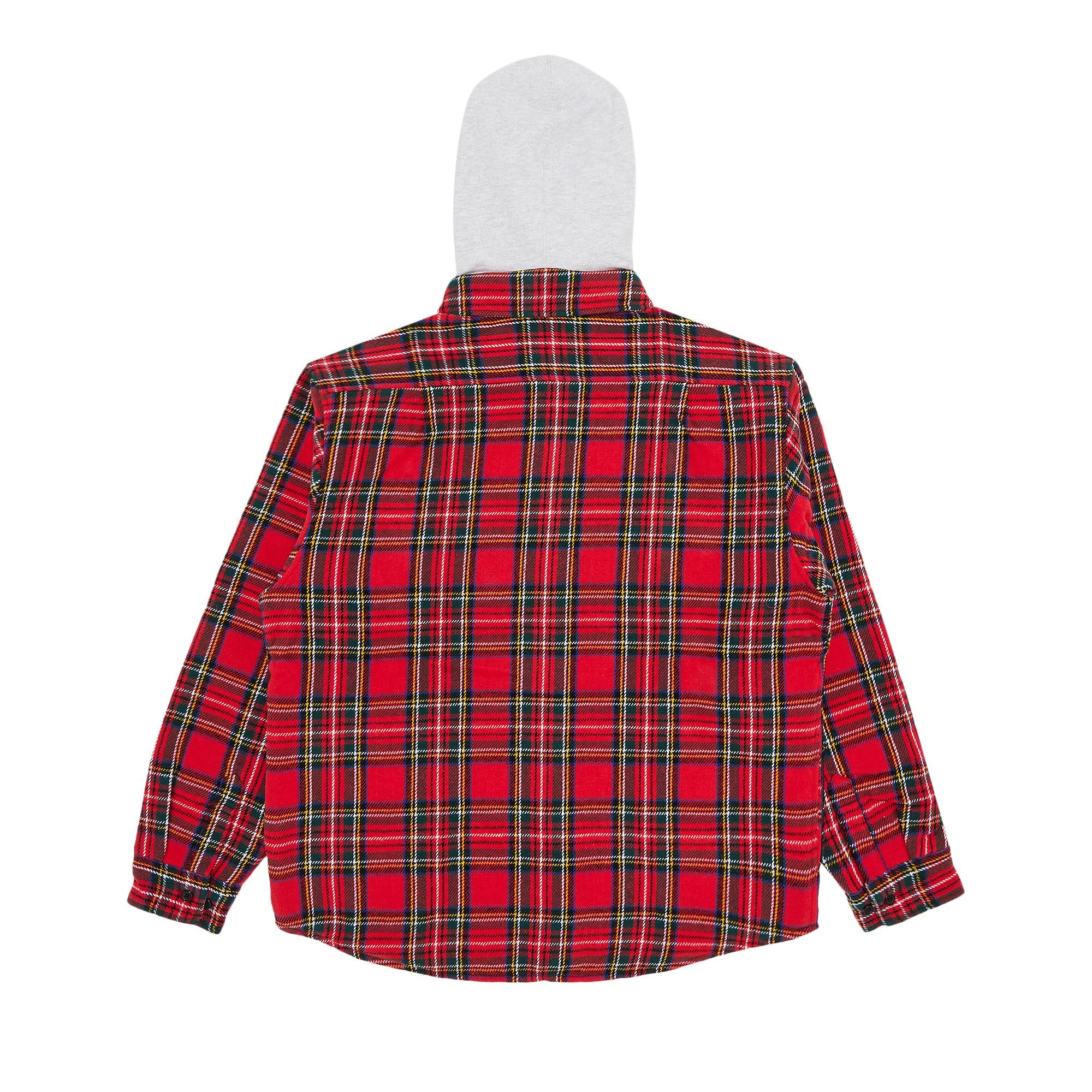 Supreme Tartan Flannel Hooded Shirt 'Red' - 2
