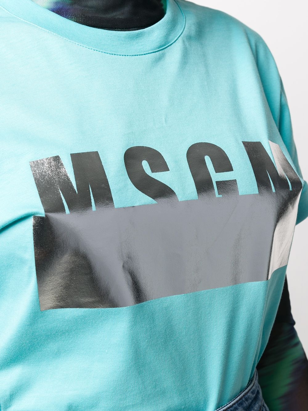 metallic logo-print T-shirt - 5