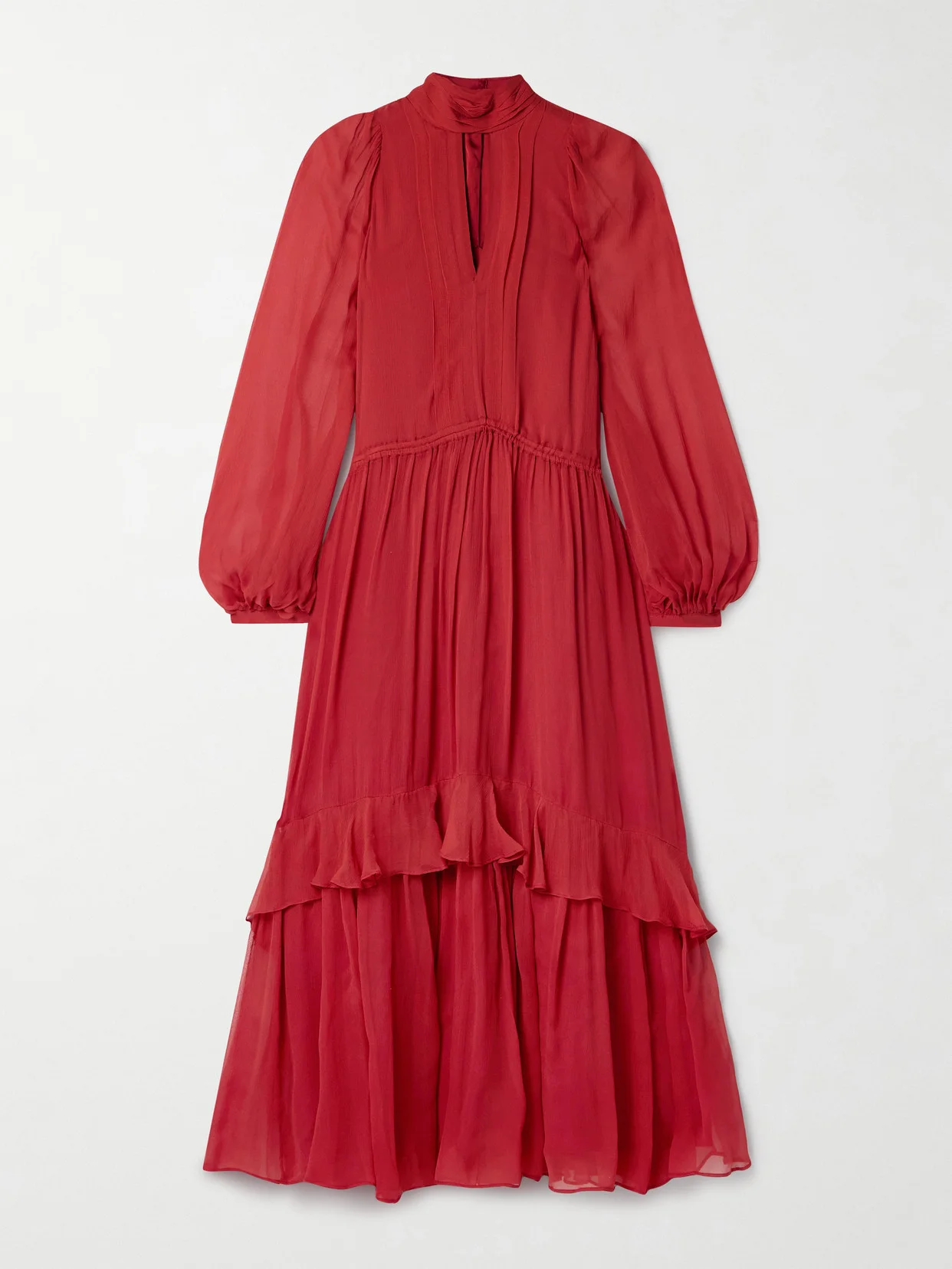 Cutout Gathered Silk-crepon Midi Dress - 1