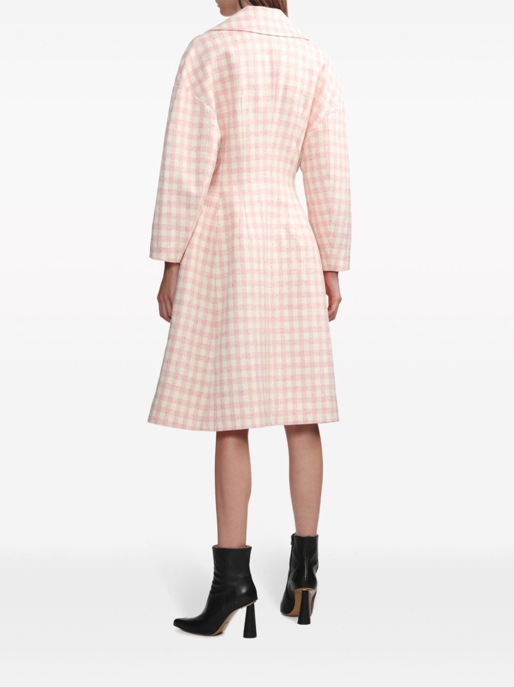 check-pattern single-breasted coat - 4