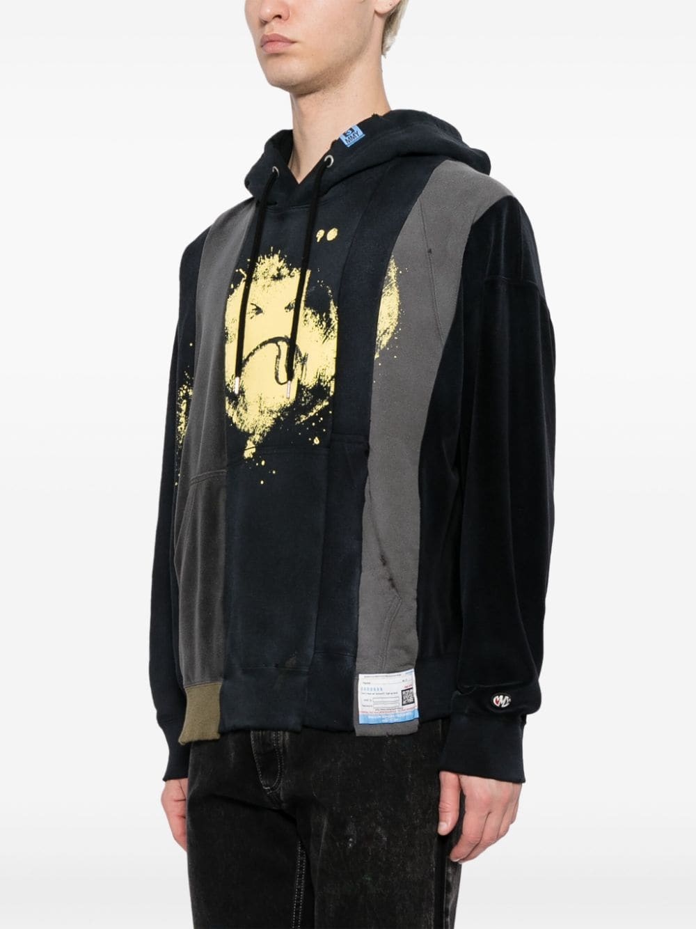 smiley face-print panelled hoodie - 3