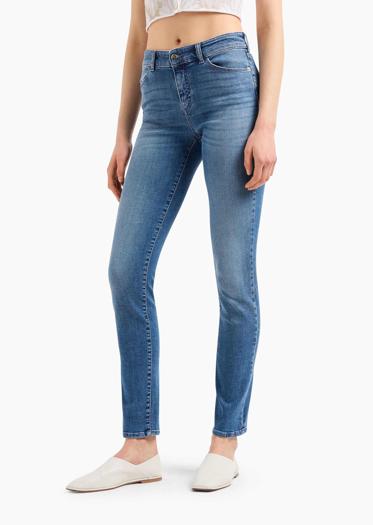 J18 High-rise, skinny-leg jeans in a worn-look denim - 2