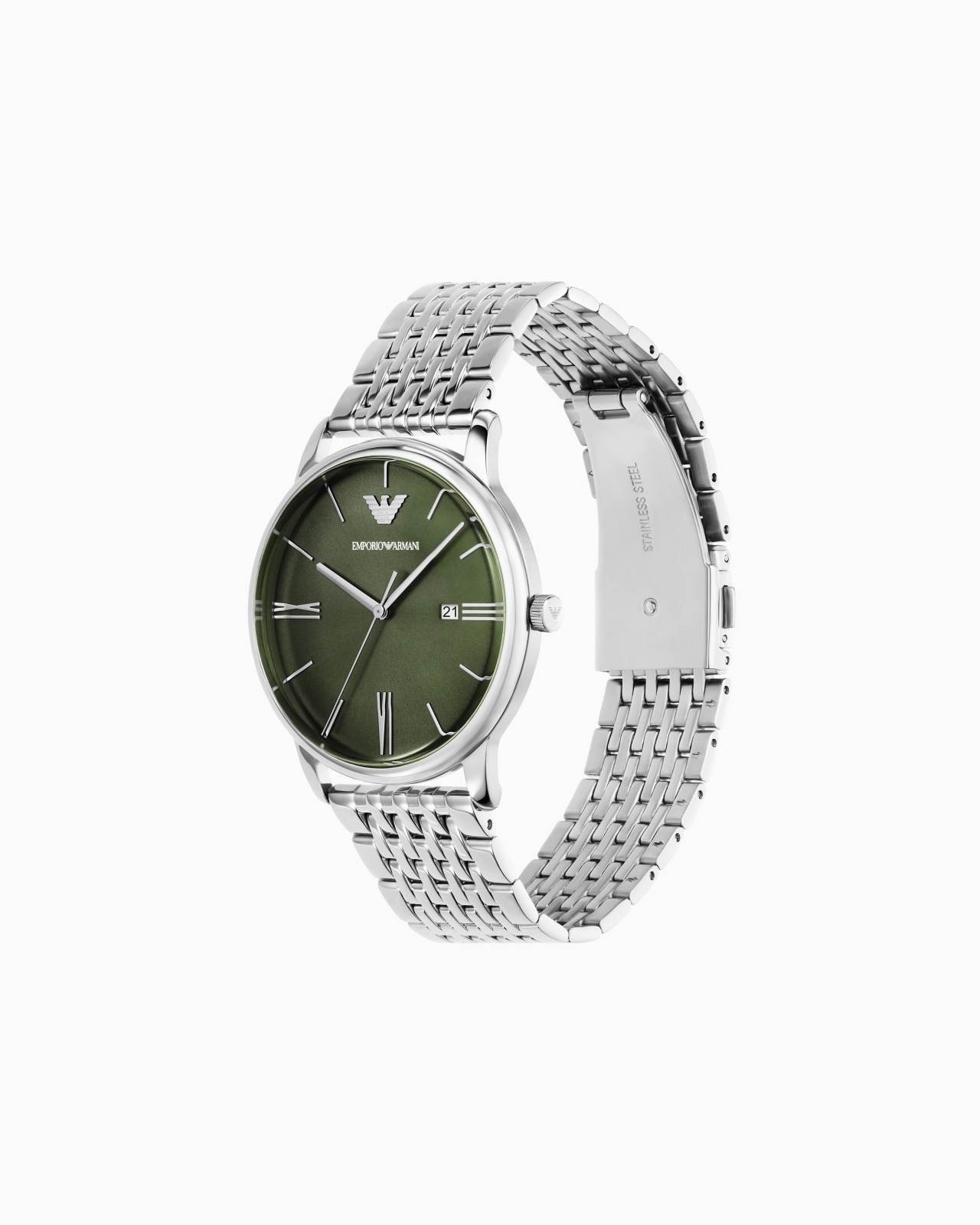 THREE-HAND DATE STAINLESS STEEL WATCH - 2