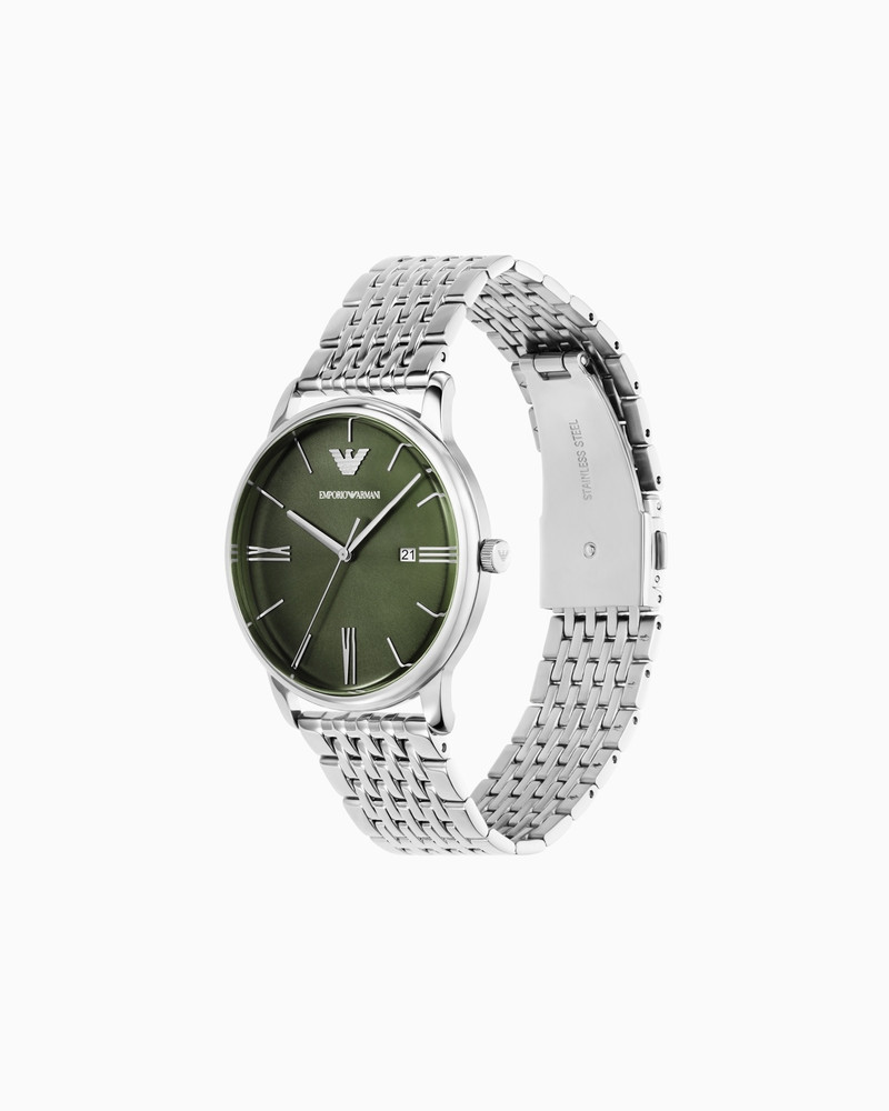 EMPORIO ARMANI THREE-HAND DATE STAINLESS STEEL WATCH outlook