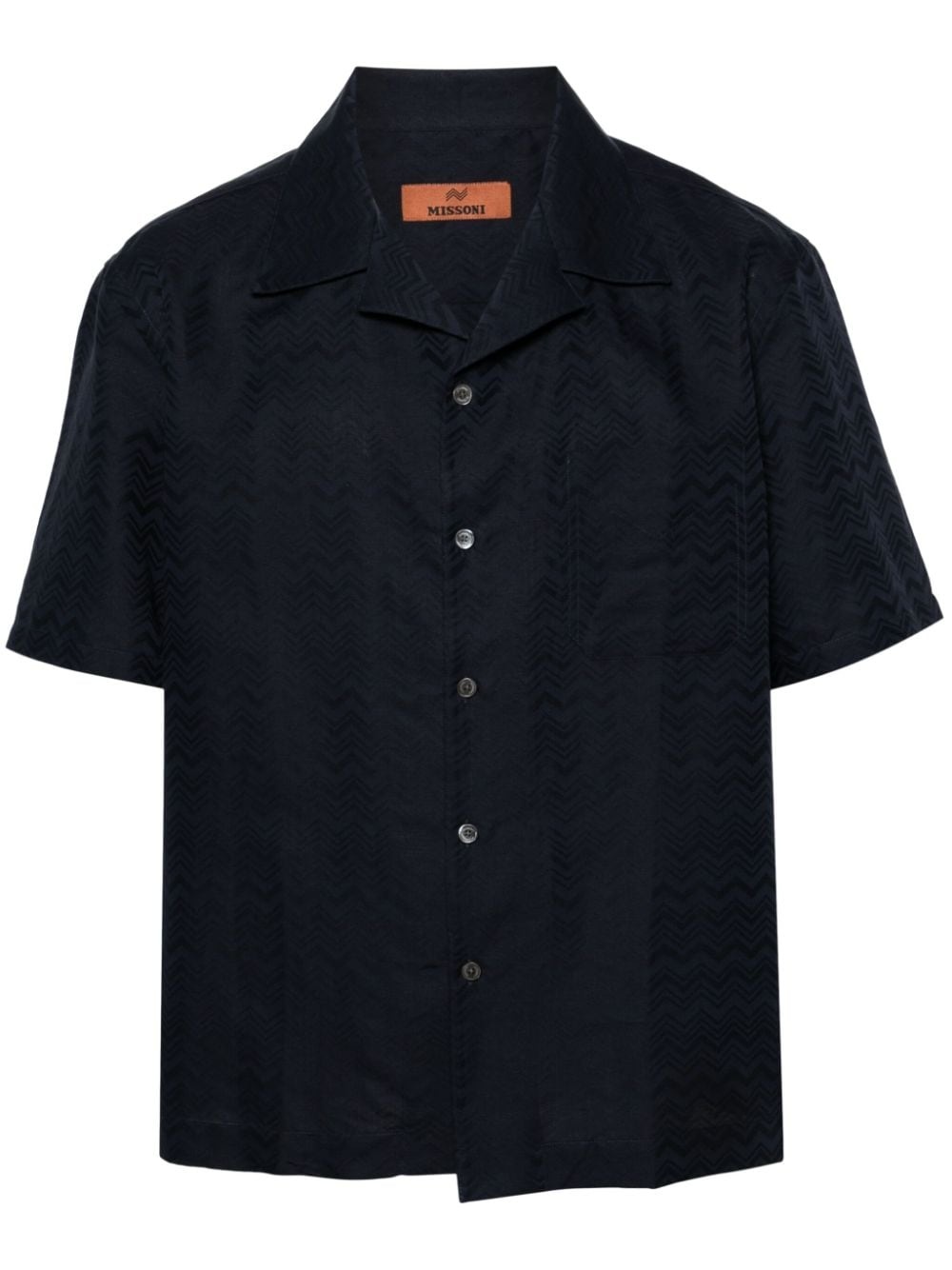 chevron-jacquard short-sleeve shirt - 1