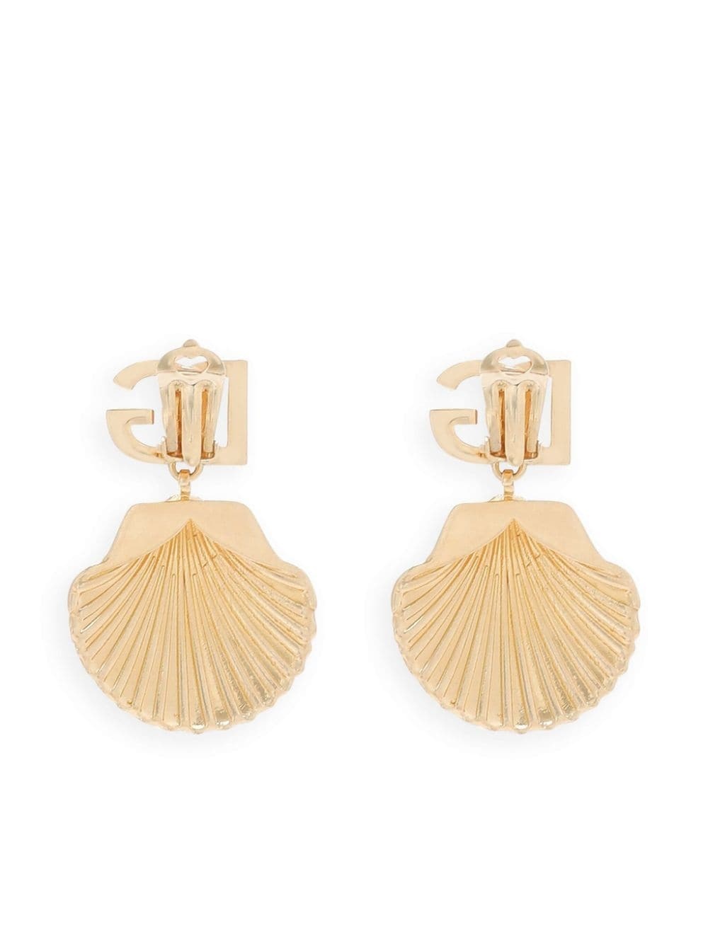 DG shell drop clip-on earrings - 2