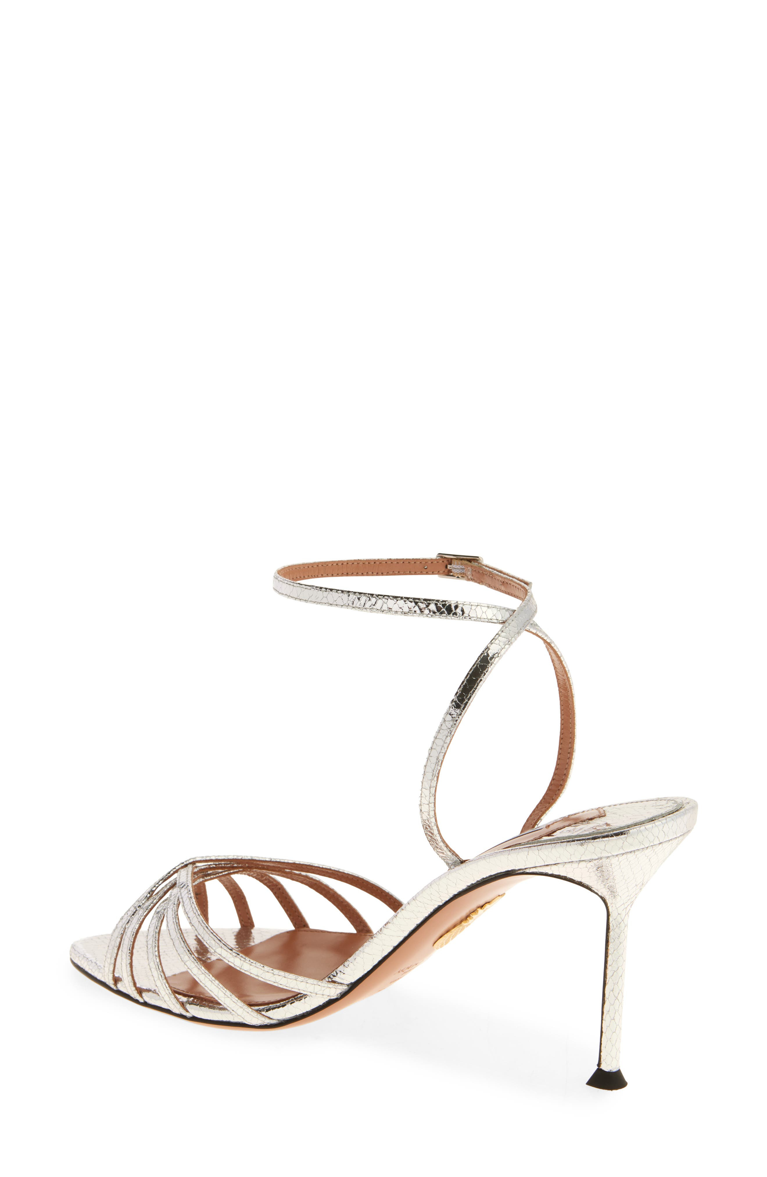 Aquazzura Tell Me Snakeskin Embossed Sandal in Silver at Nordstrom - 2