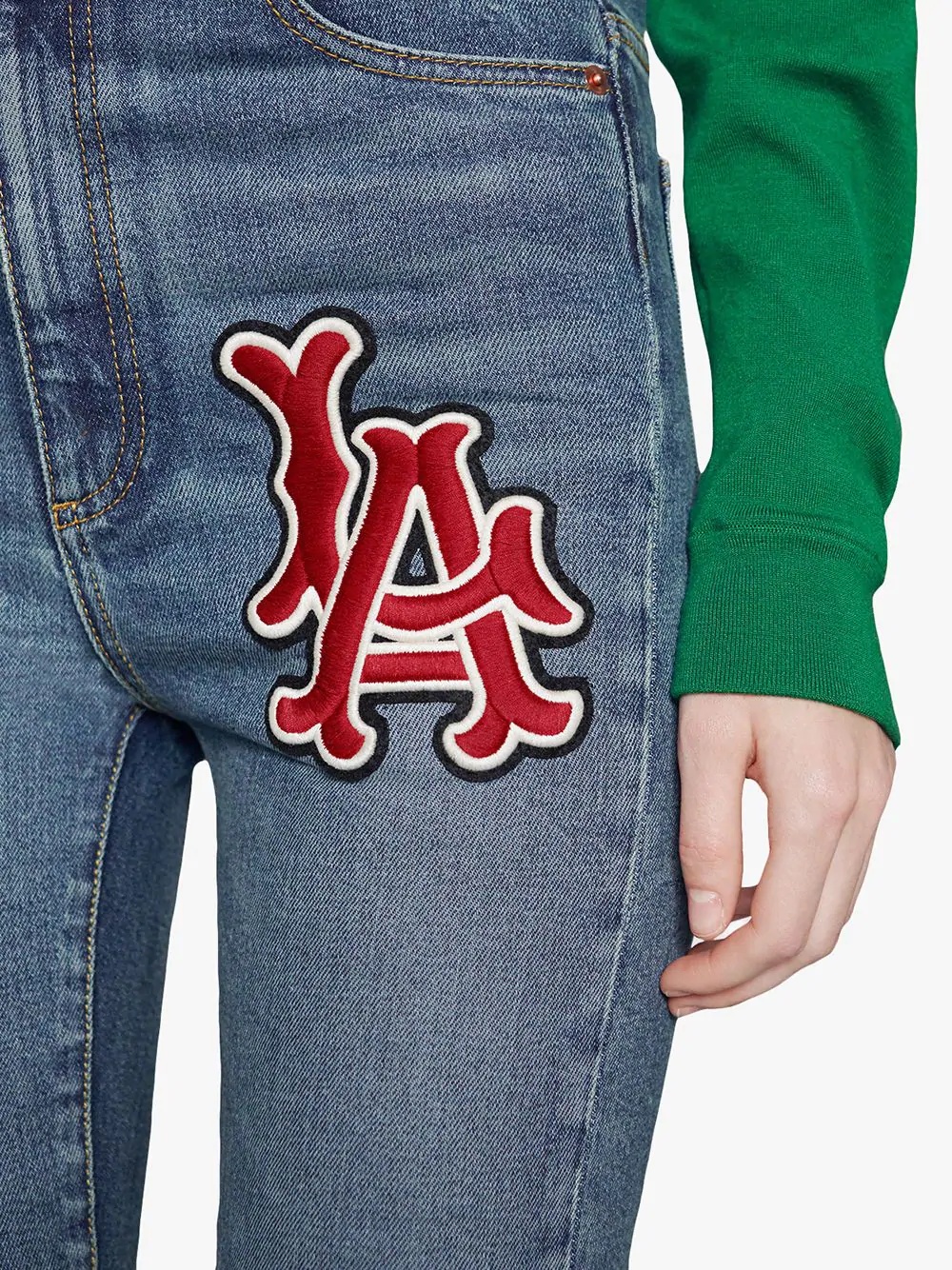 Skinny denim trousers with LA Angels™ patch - 5