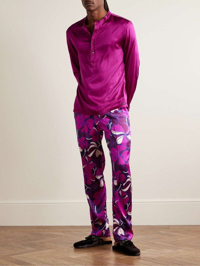 TOM FORD Straight-Leg Velvet-Trimmed Printed Stretch-Silk Pyjama Trousers outlook