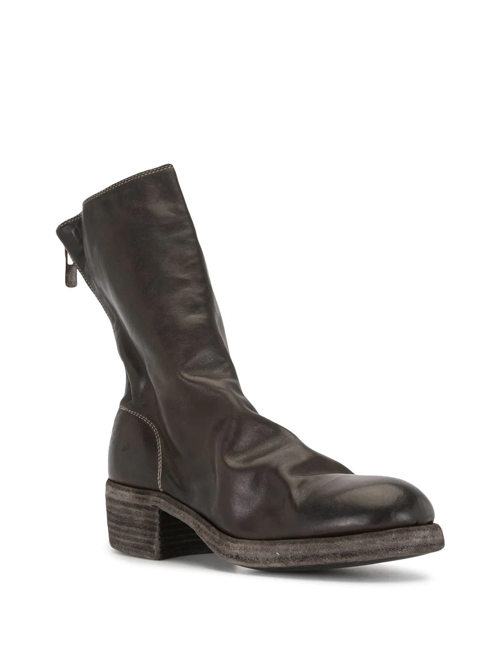 zip-up leather ankle boots - 2