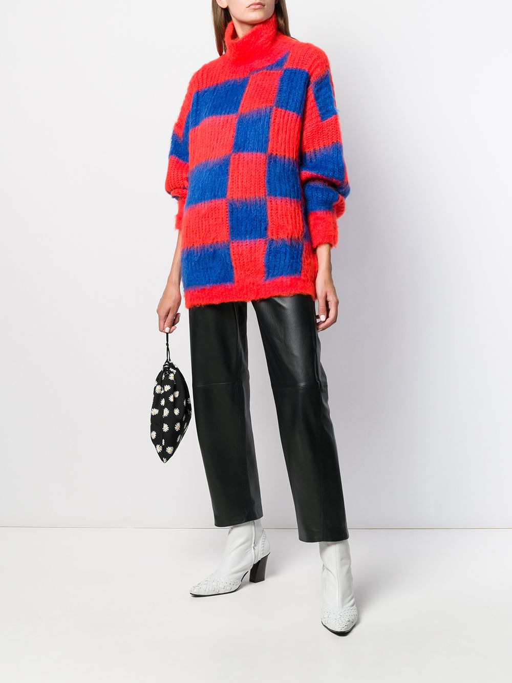 oversized roll-neck checkered jumper - 2