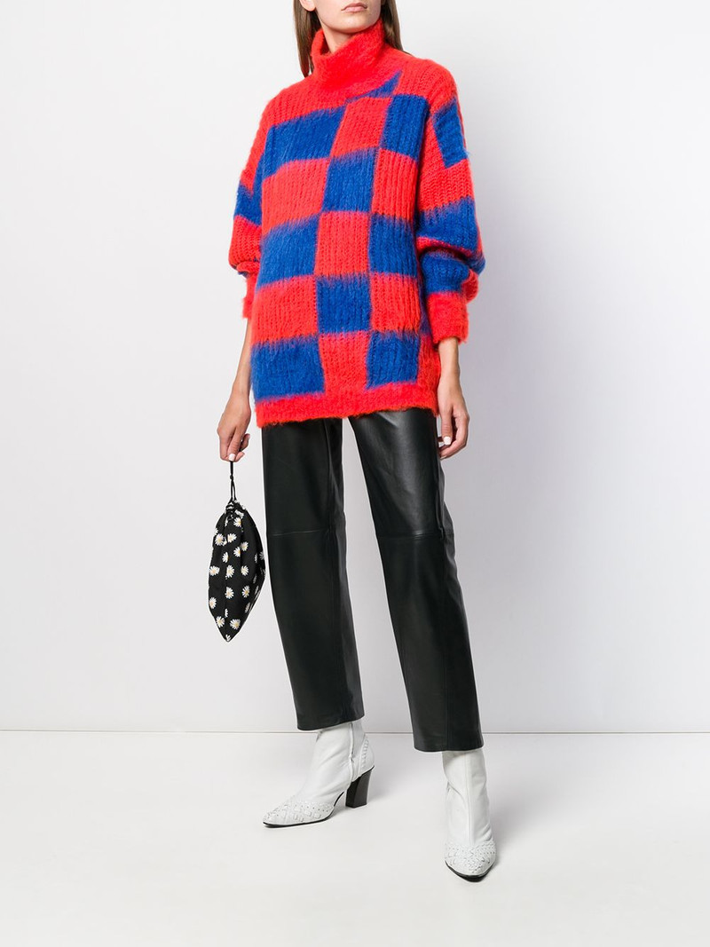 MSGM oversized roll-neck checkered jumper outlook