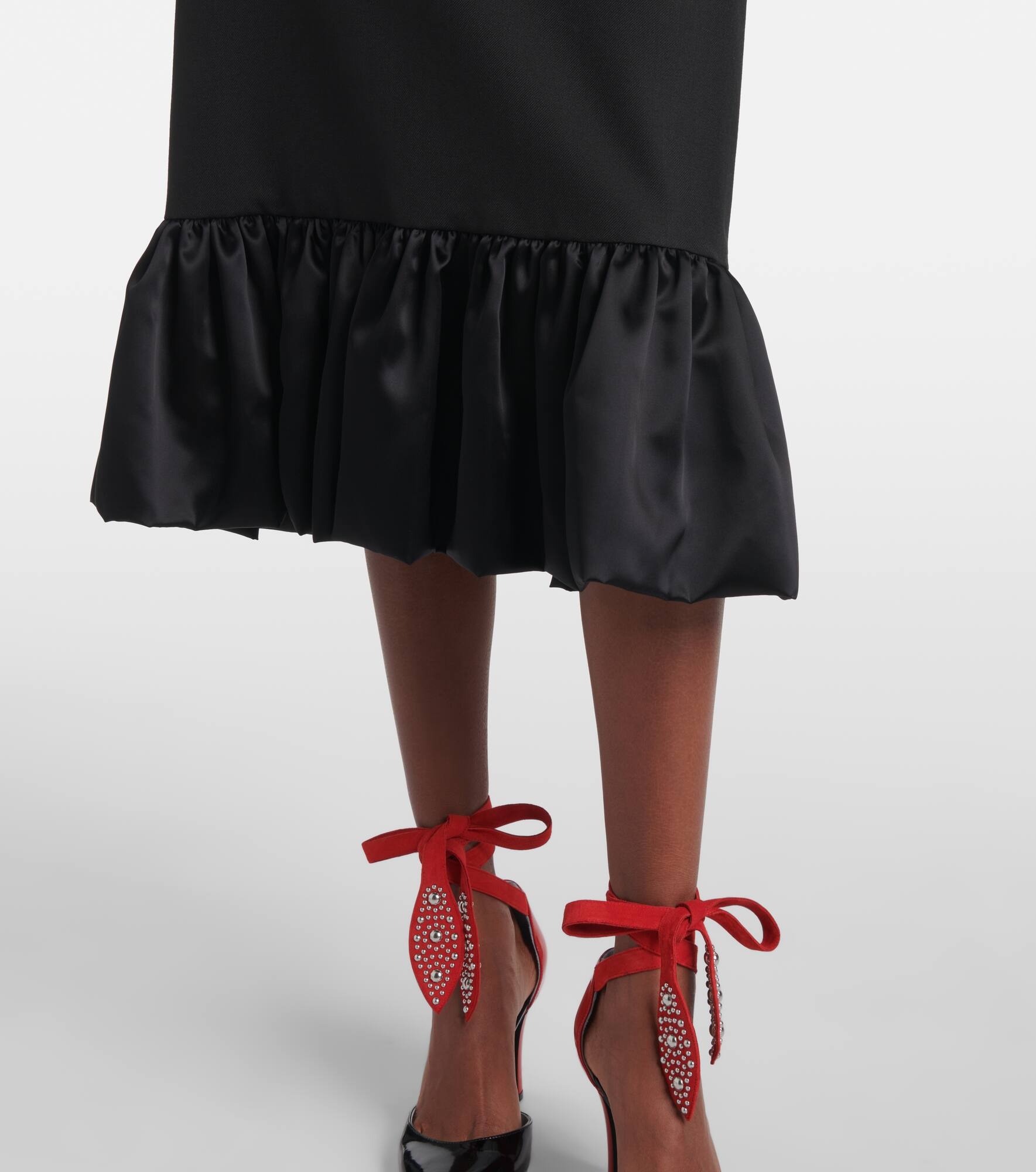 Bow-detail virgin wool midi dress - 5