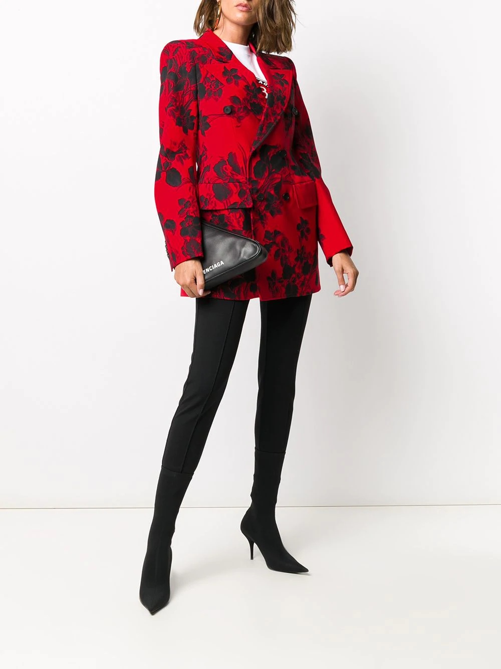 floral jacquard hourglass blazer - 2