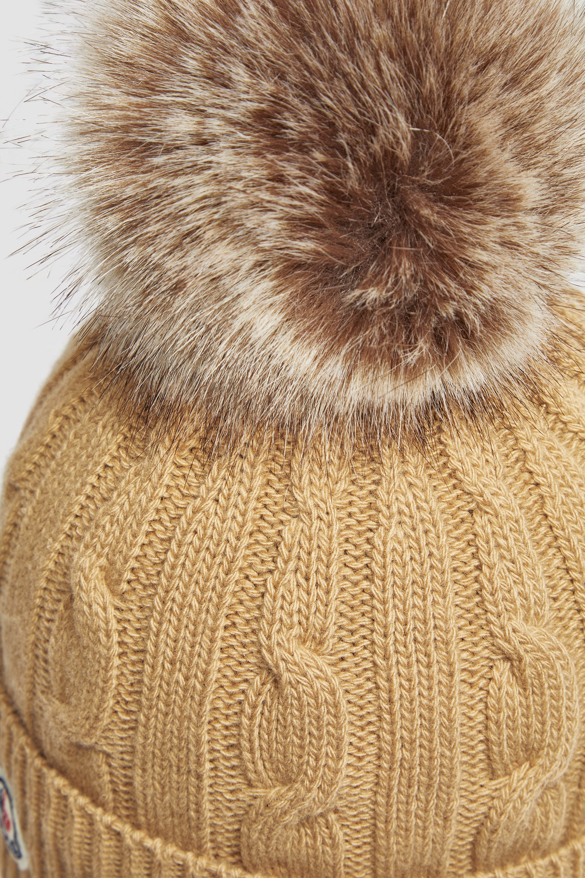Wool & Cashmere Beanie with Faux Fur Pom Pom - 5