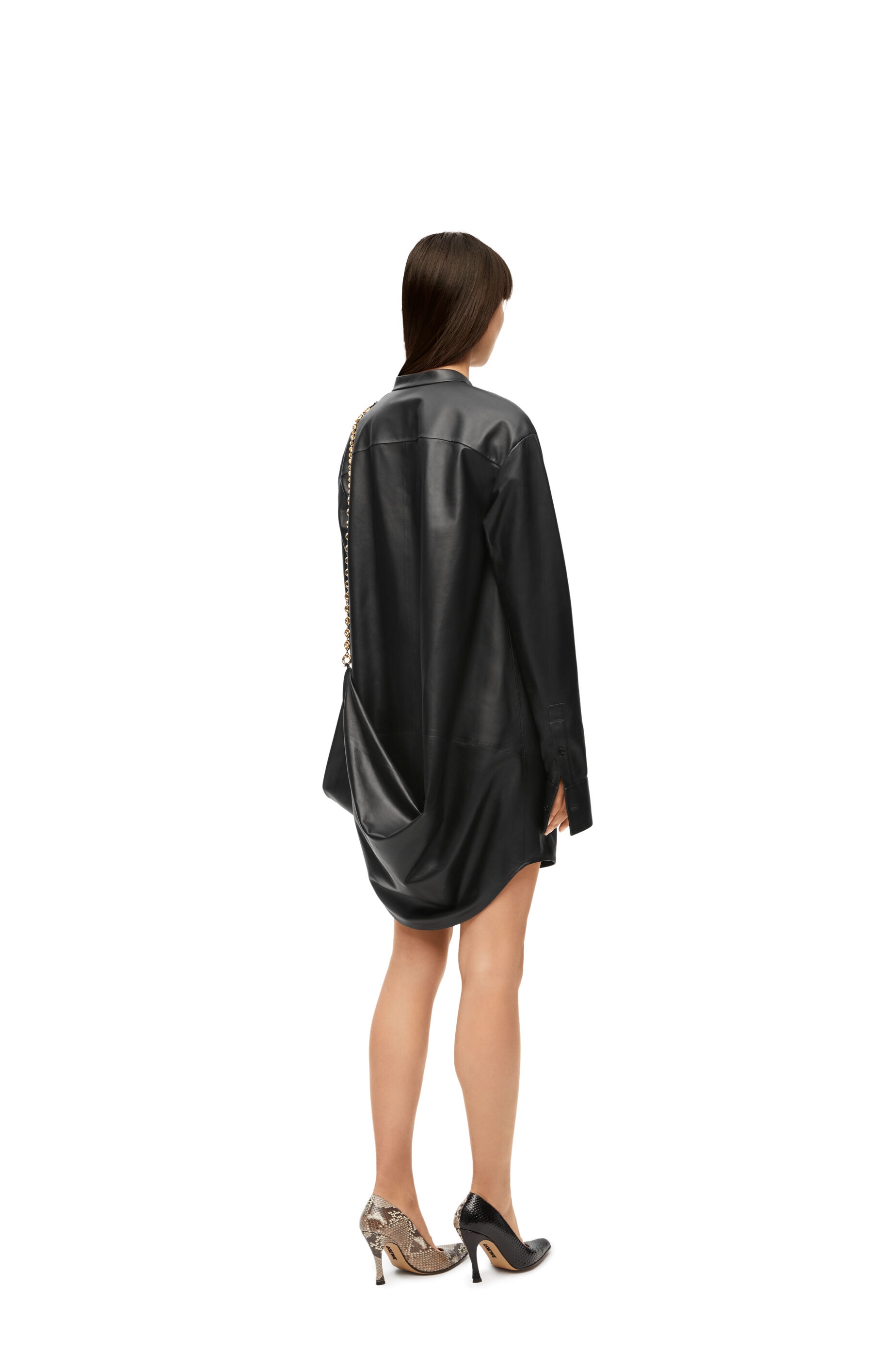 Chain shirt dress in nappa lambskin - 3