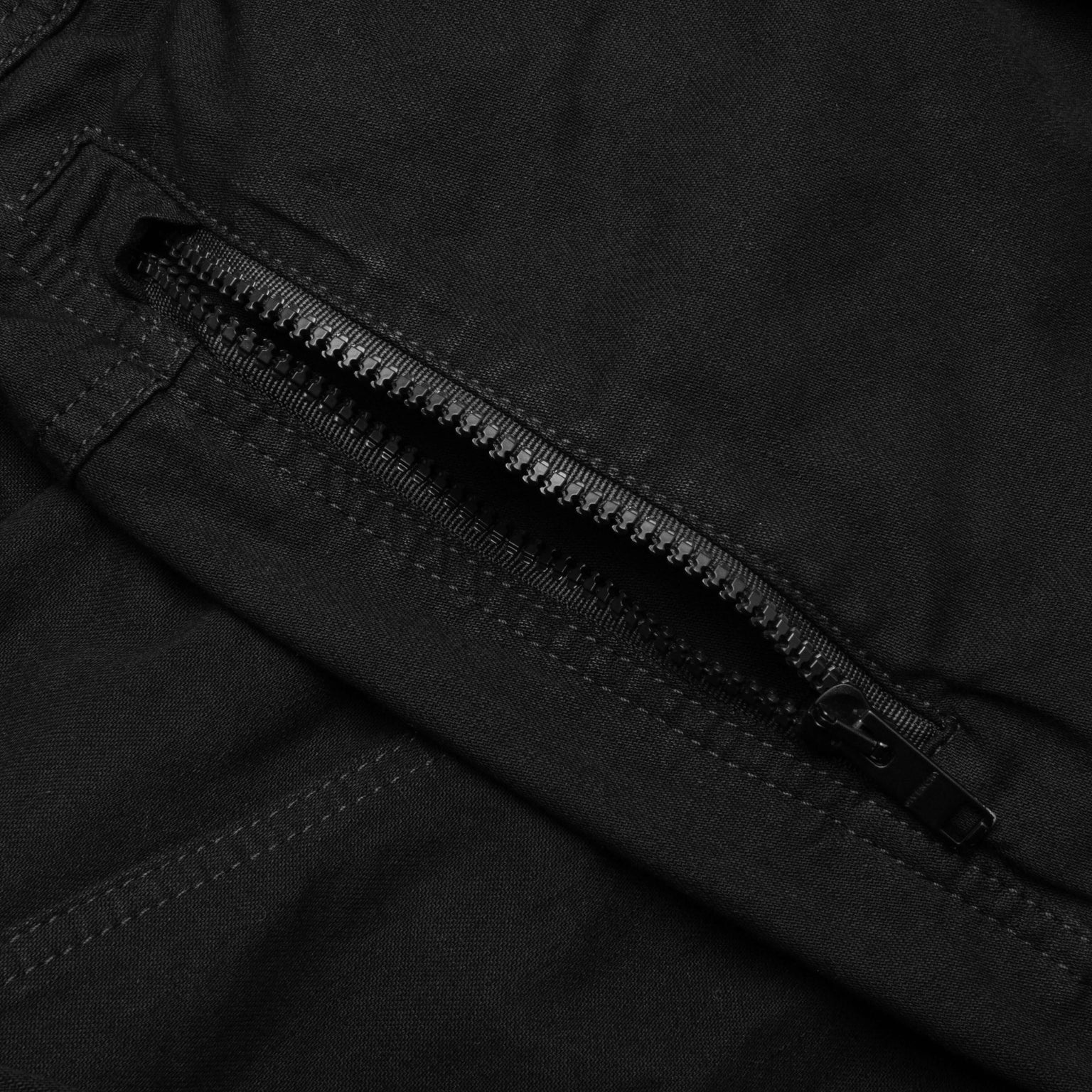 ELASTICATED WAIT ZIP OFF DENIM PANTS - BLACK - 5