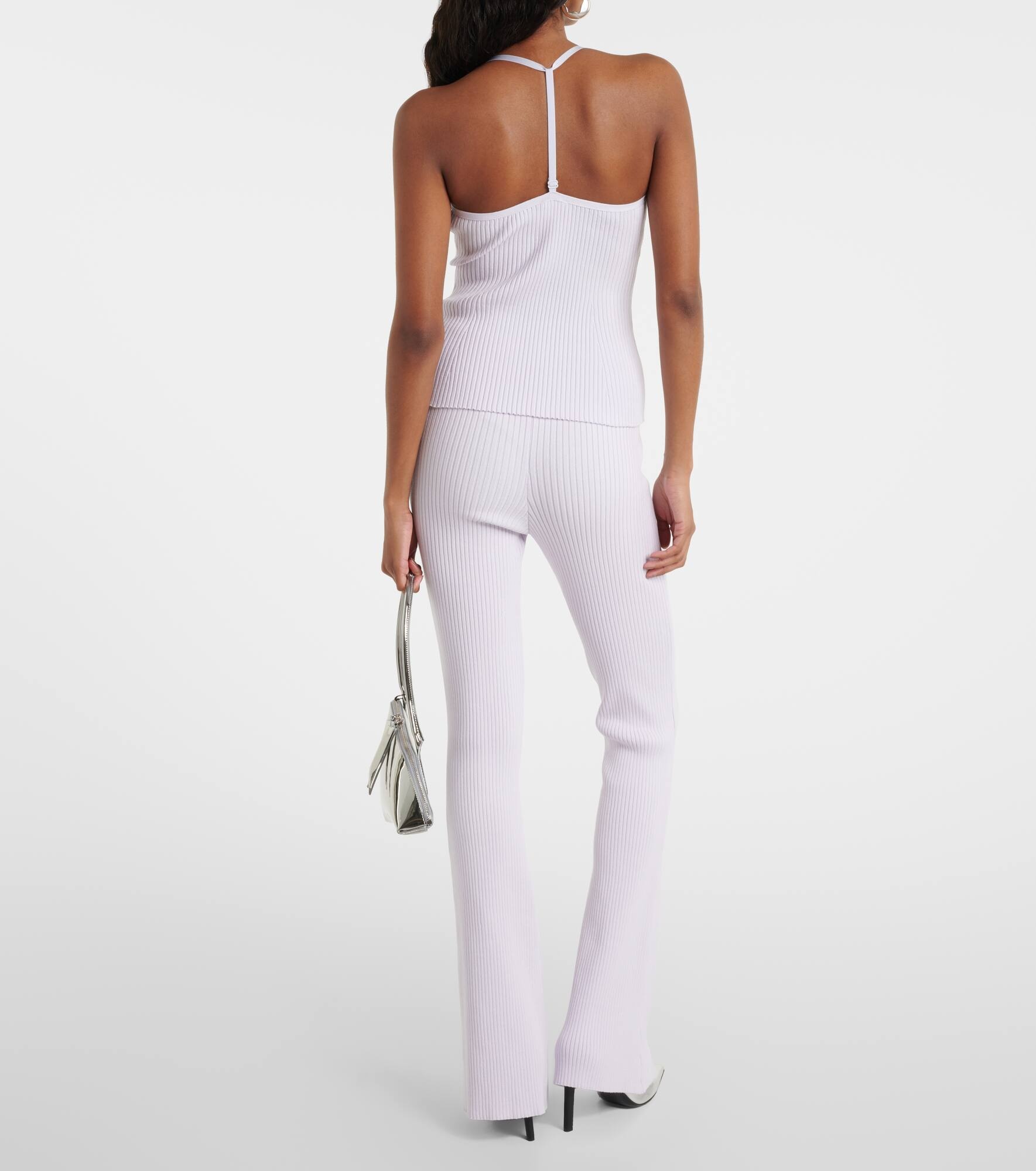 Logo halterneck ribbed-knit tank top - 3