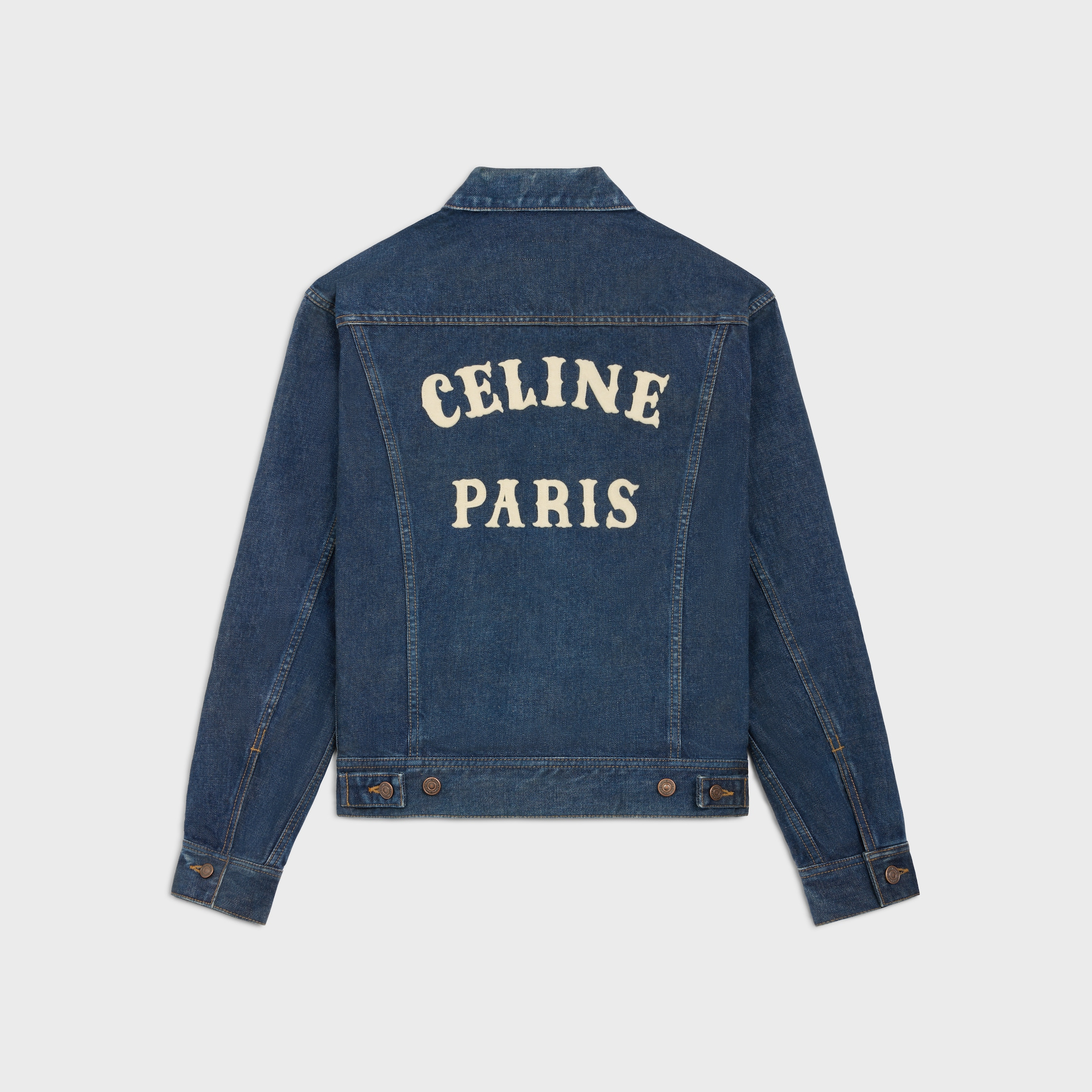 trucker jacket in royal indigo wash denim - 2