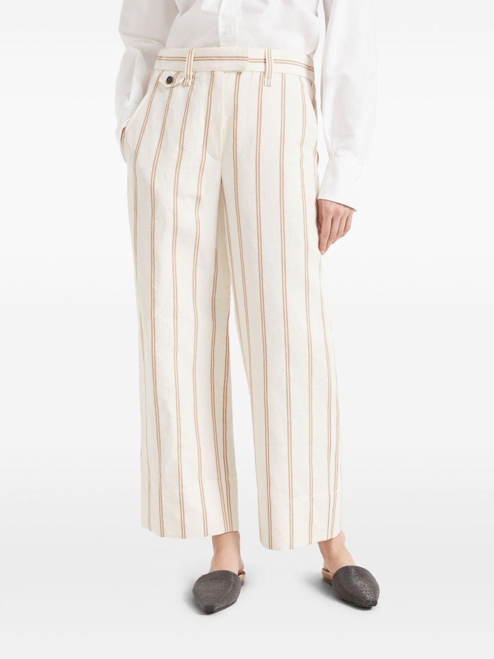 striped wide-leg trousers - 3