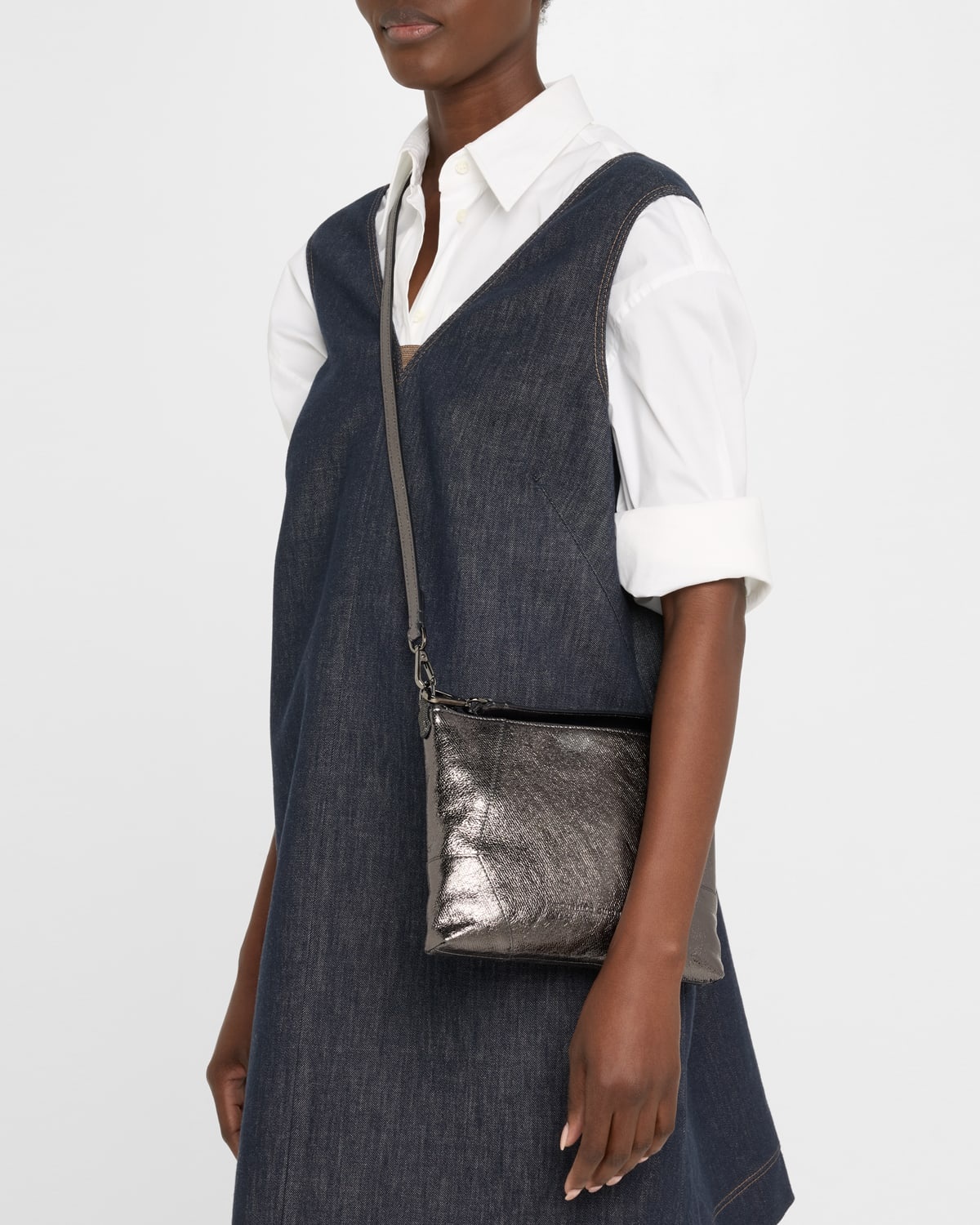 Duo Small Metallic Leather Crossbody Bag - 2