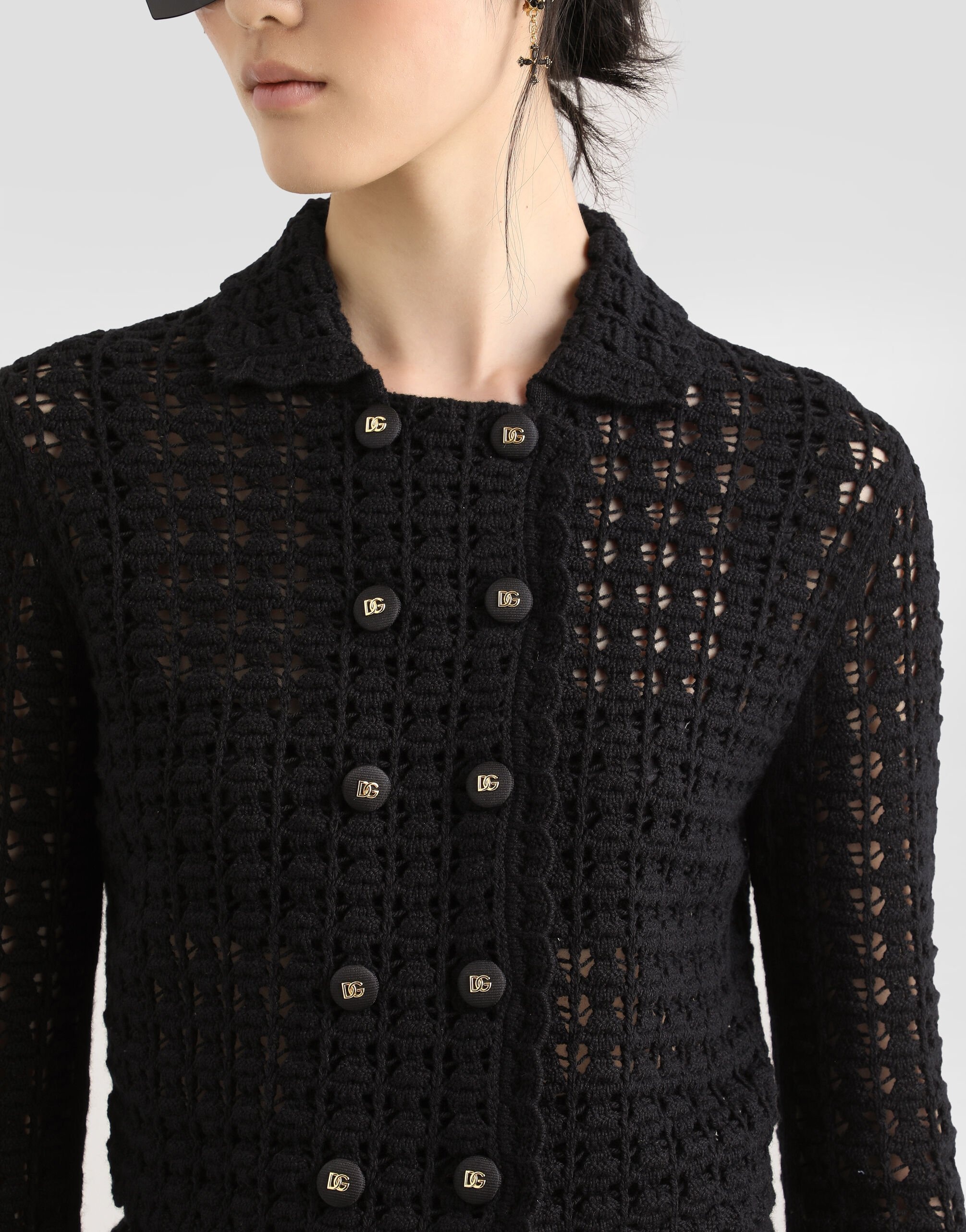 ジャケット DOLCE & GABBANA- SHORT DOUBLE-BREASTED WOOL CROCHET JACKET Dolce & Gabbana Short double-breasted wool crochet jacket