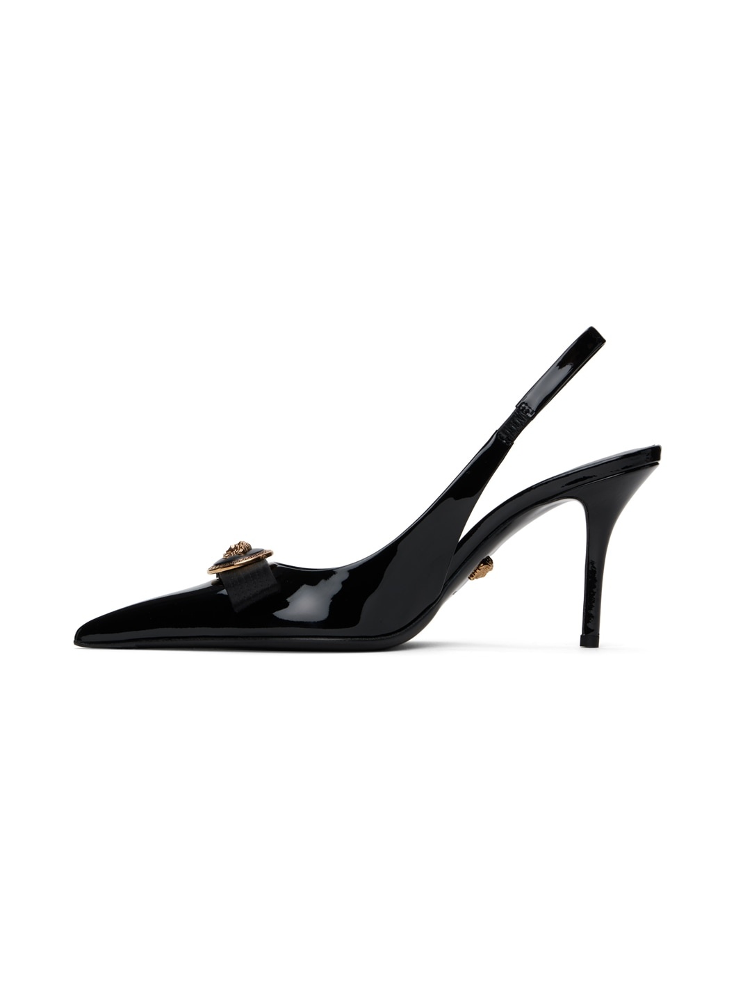 Black Gianni Ribbon Slingback Pumps - 3