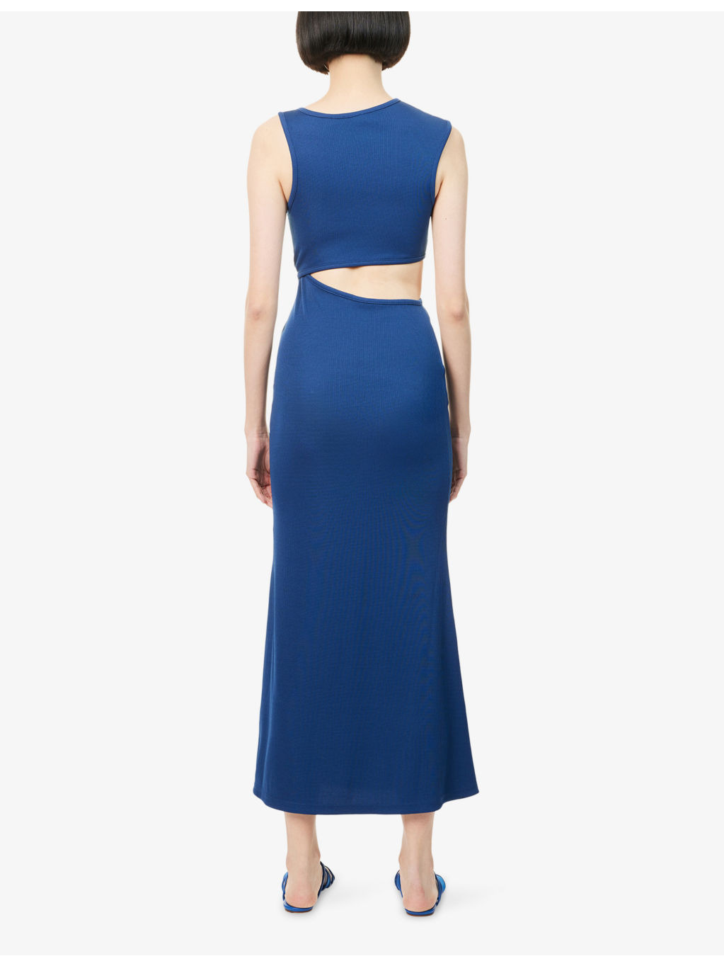 Spiral Crystal Cutaway Sleeveless Stretch-Woven Midi Dress - 4