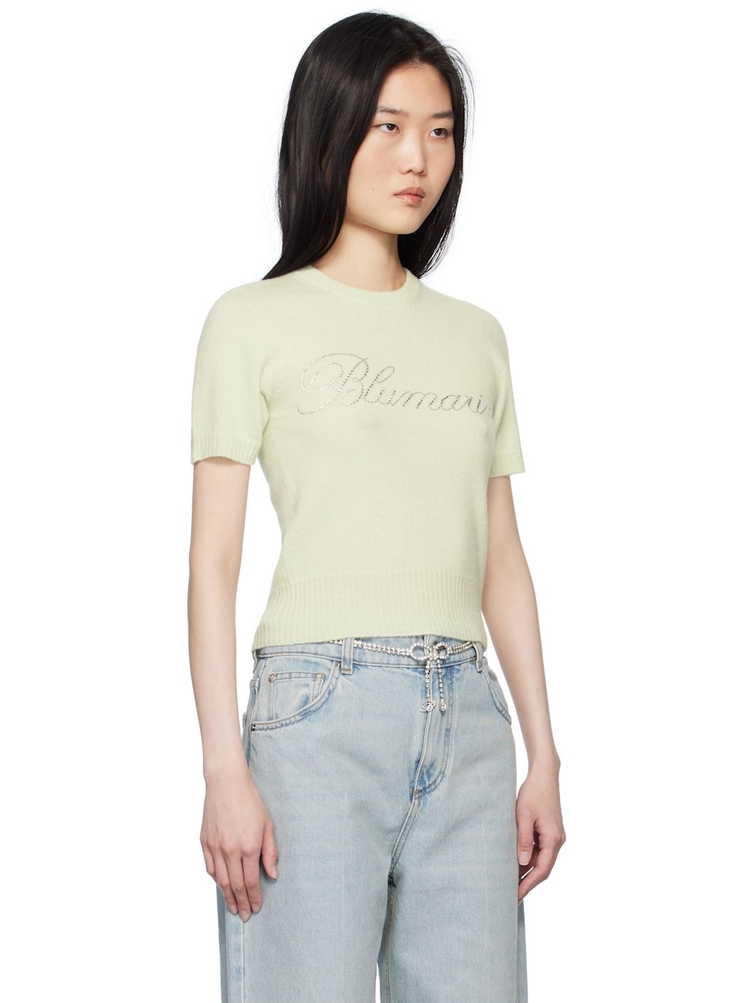 Green Cashmere Cropped Sweater - 2