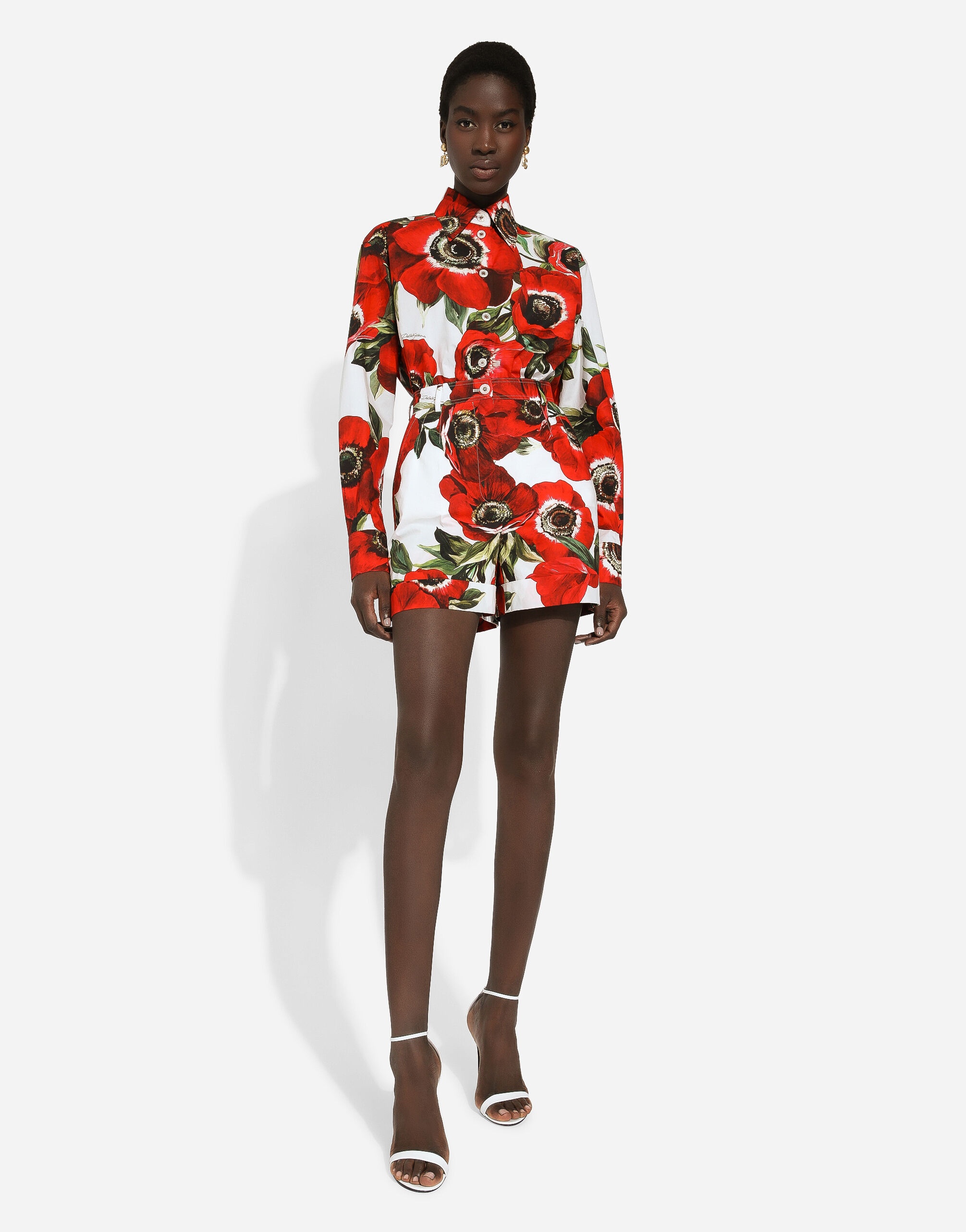 Poplin shorts with anemone print - 5