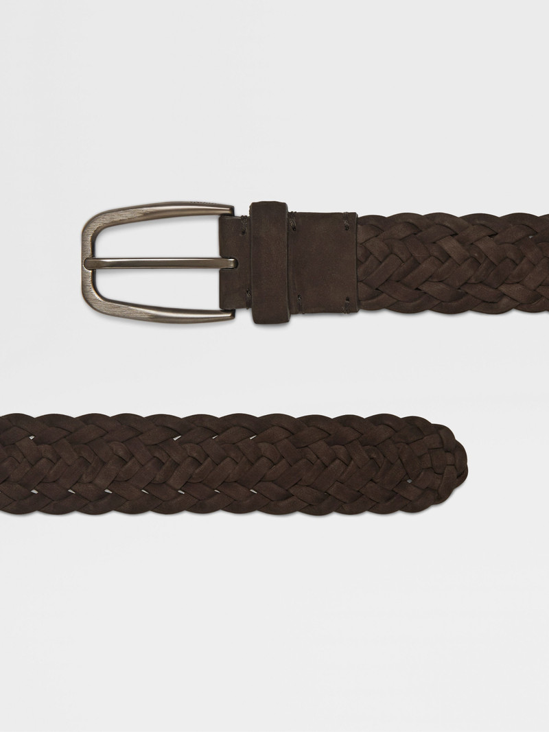 ZEGNA DARK BROWN LEATHER BELT outlook