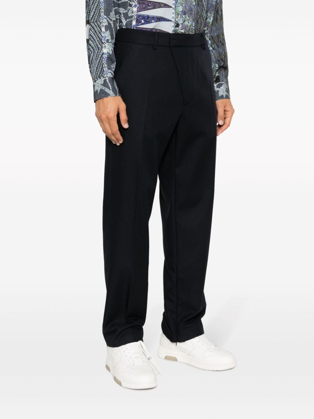 asymmetric button-fastening wide-leg trousers - 3