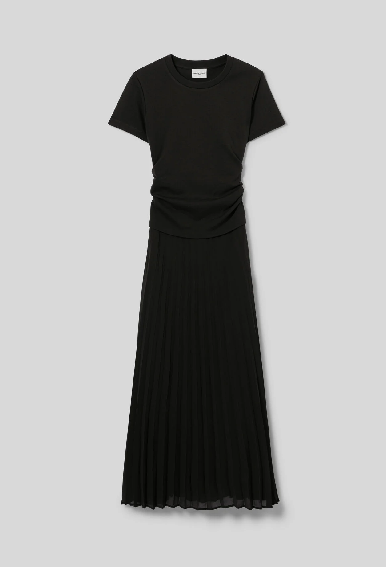 STRAIGHT PLEATED BI-MATERIAL DRESS - 1